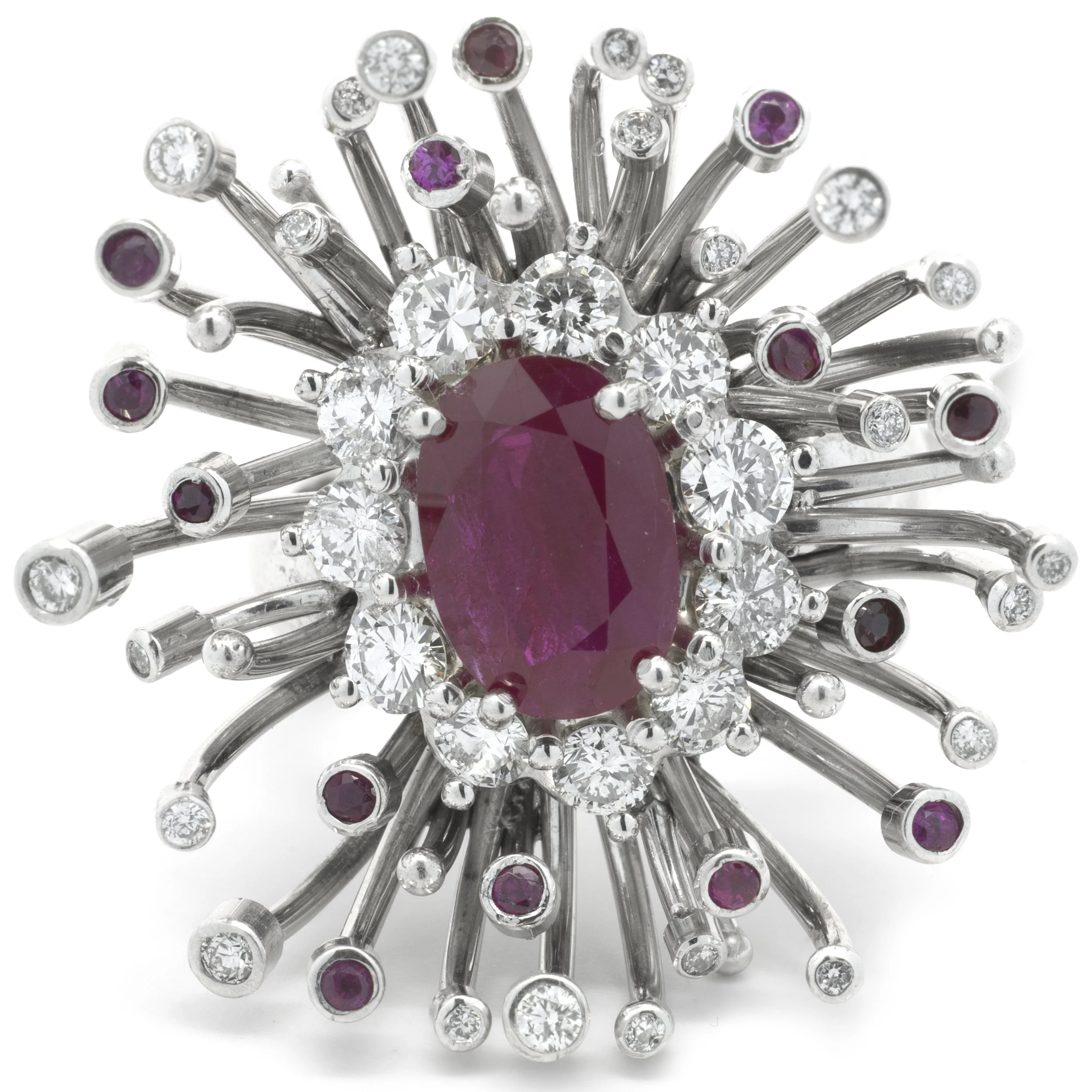 14 Karat White Gold Ruby and Diamond Custom Designed Ring - Image 4