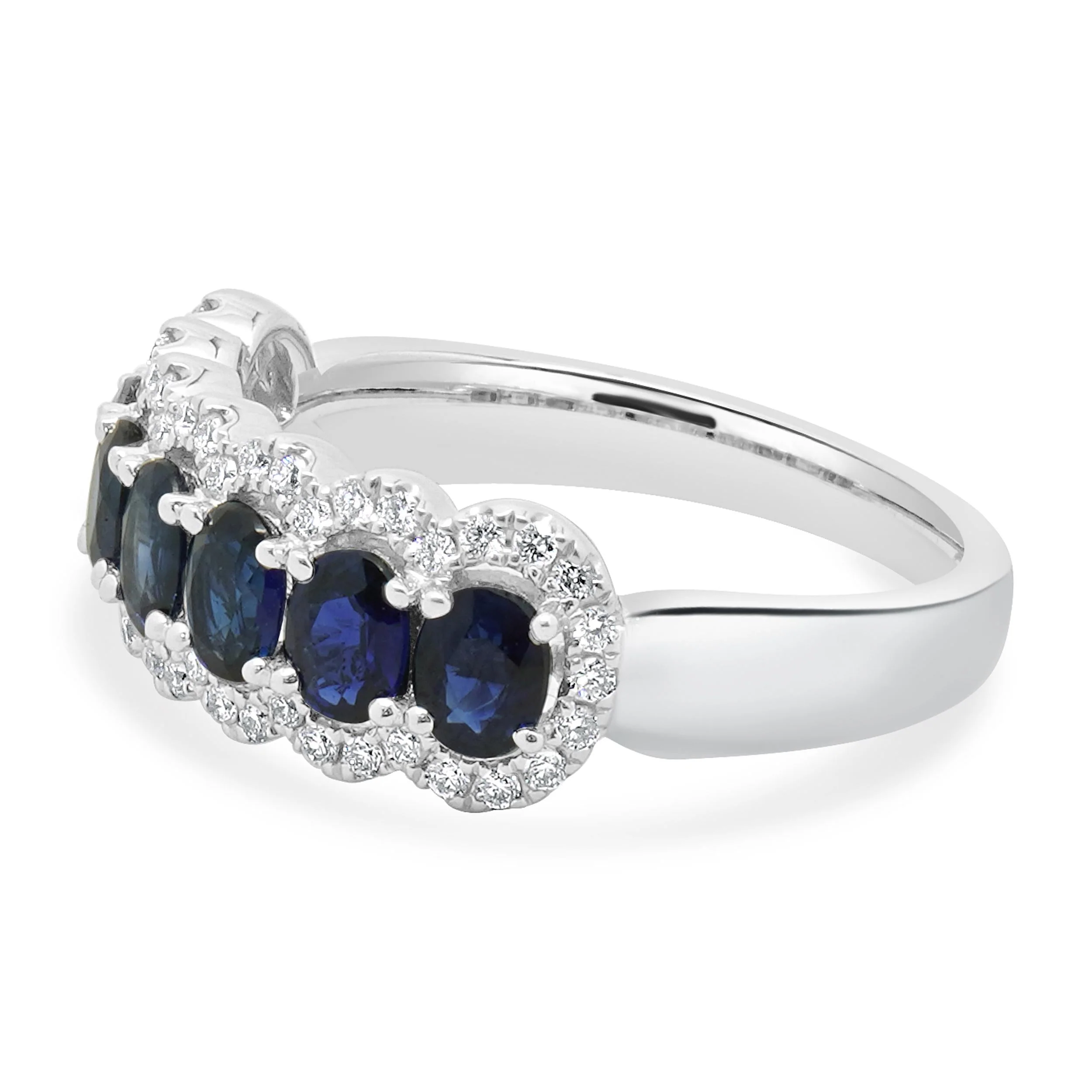 14 Karat White Gold Sapphire and Diamond Band - Image 2