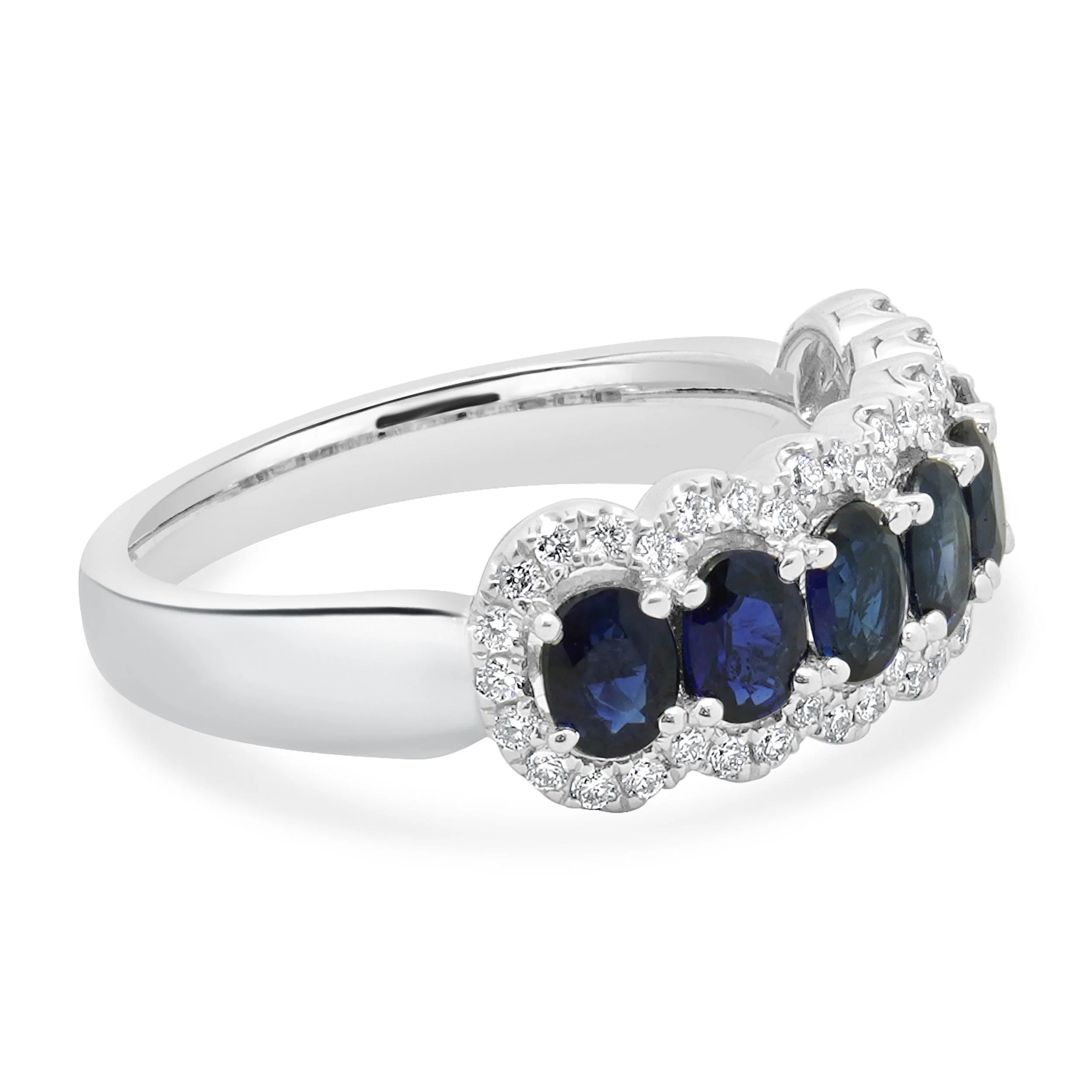14 Karat White Gold Sapphire and Diamond Band - Image 3
