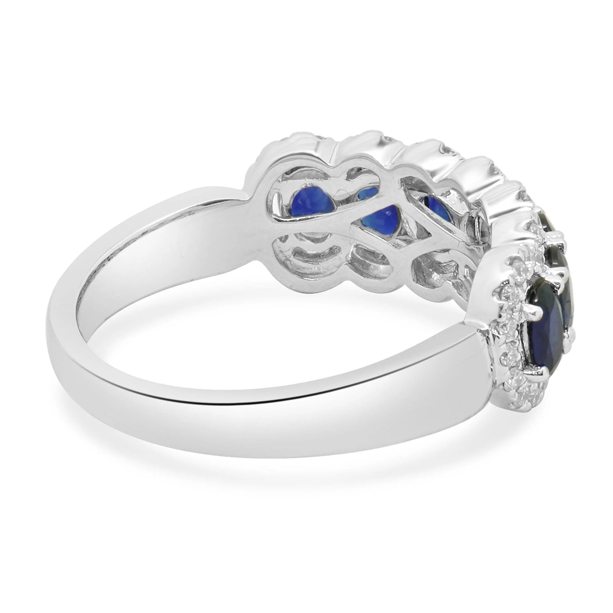 14 Karat White Gold Sapphire and Diamond Band - Image 4