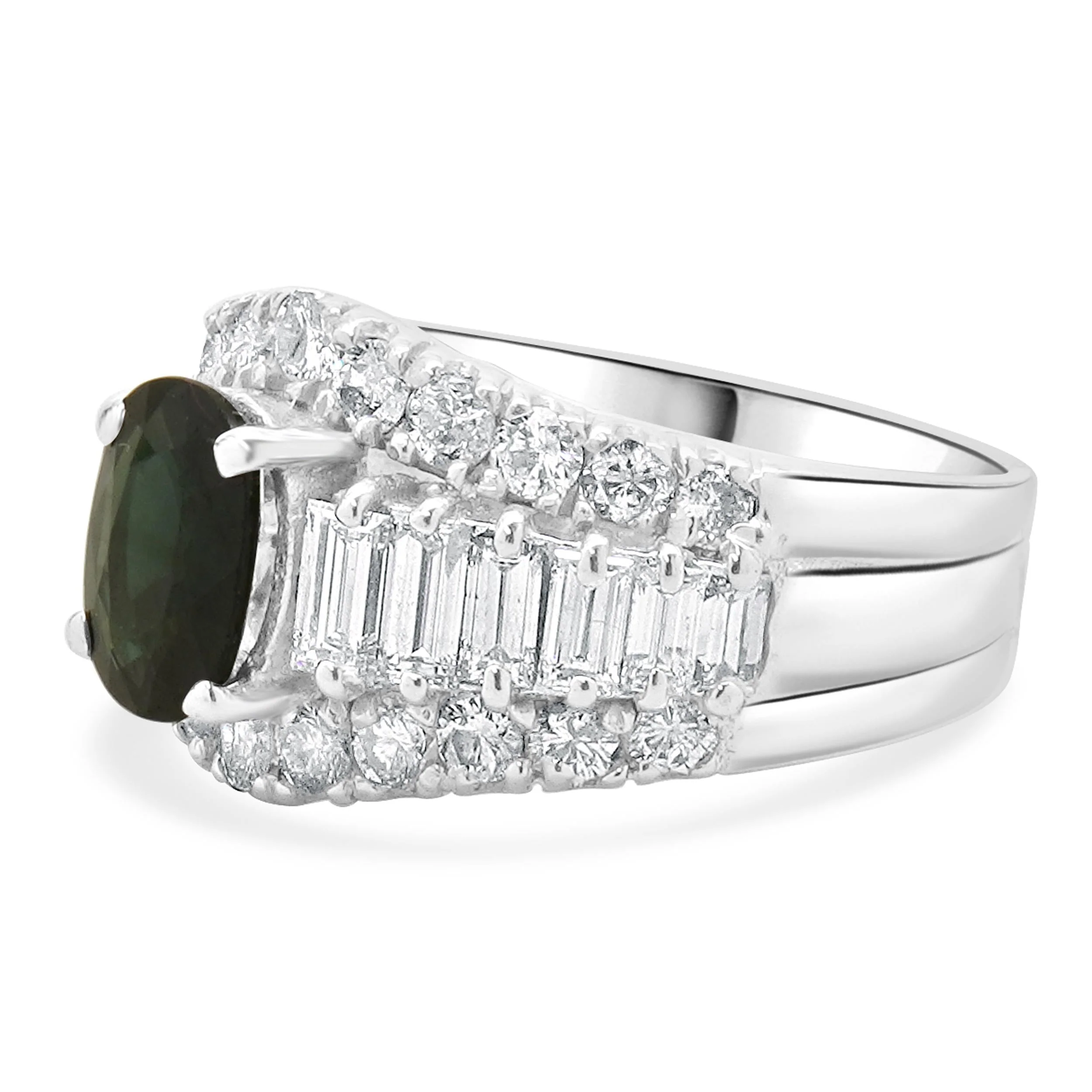 14 Karat White Gold Sapphire and Diamond Cocktail Ring - Image 2
