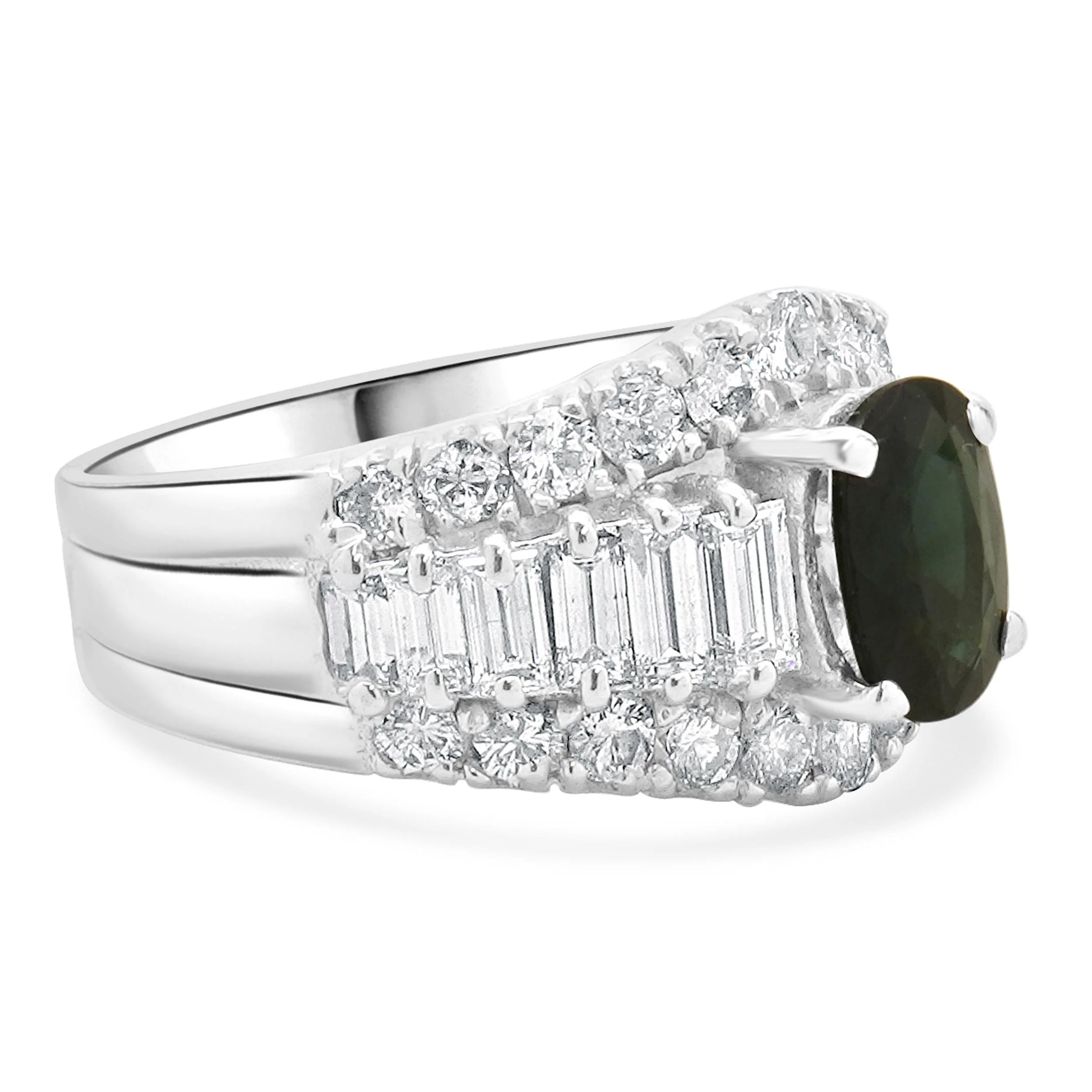 14 Karat White Gold Sapphire and Diamond Cocktail Ring - Image 3