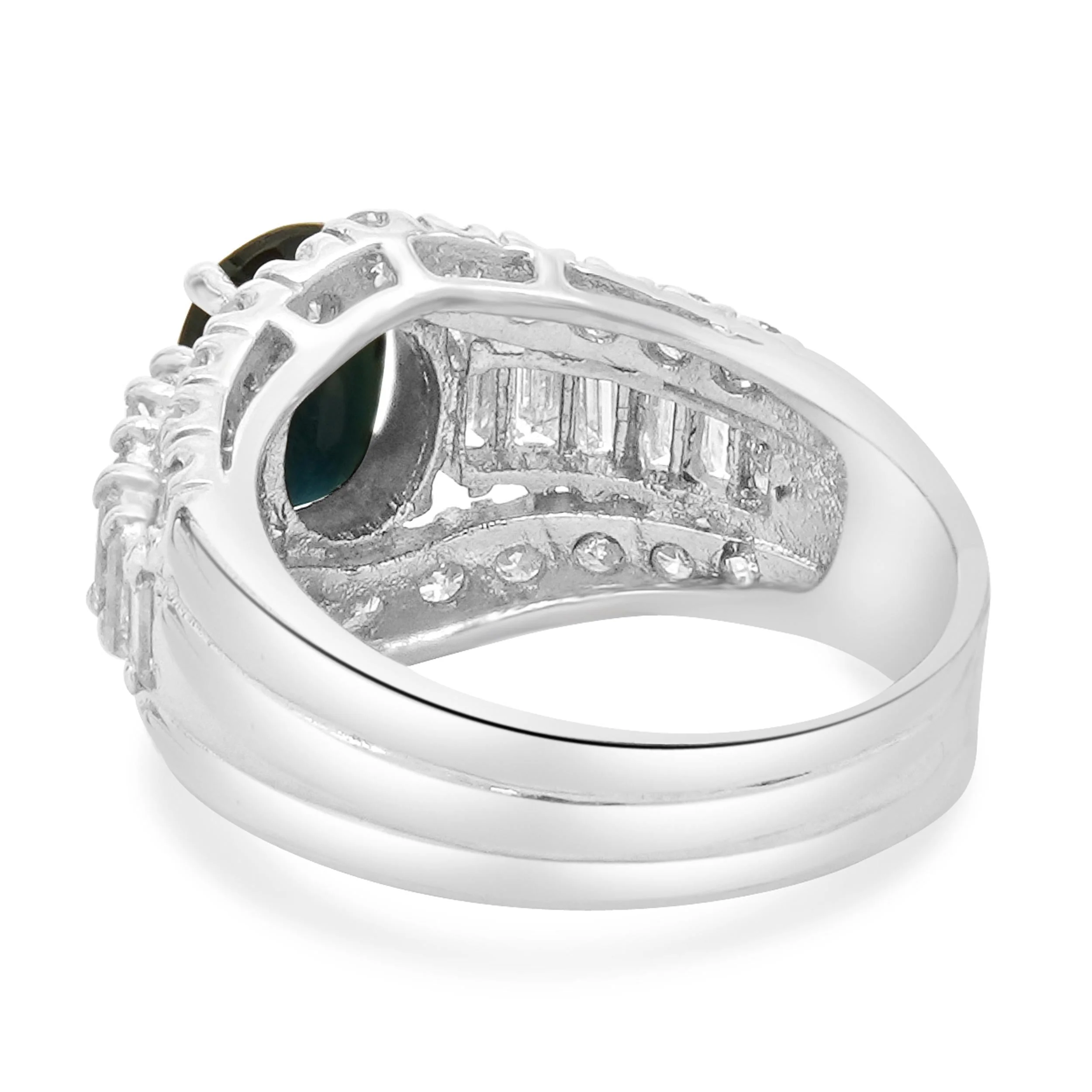 14 Karat White Gold Sapphire and Diamond Cocktail Ring - Image 4