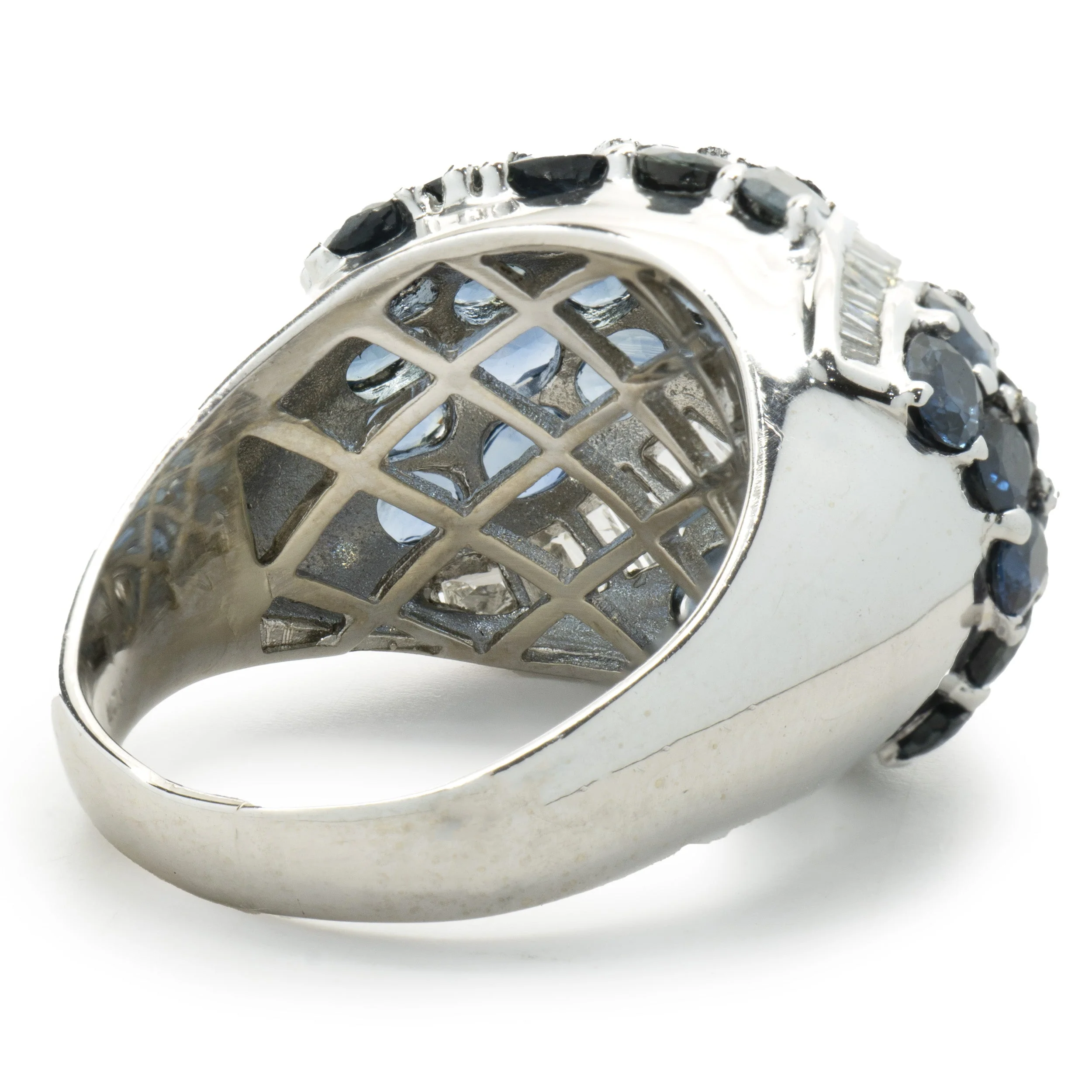 14 Karat White Gold Sapphire and Diamond Dome Ring - Image 3
