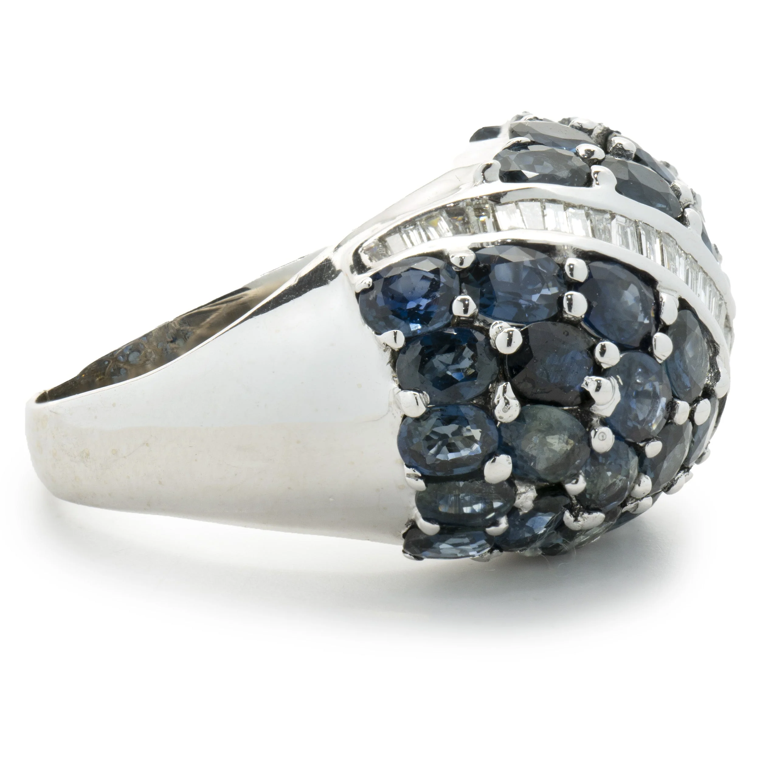 14 Karat White Gold Sapphire and Diamond Dome Ring - Image 4