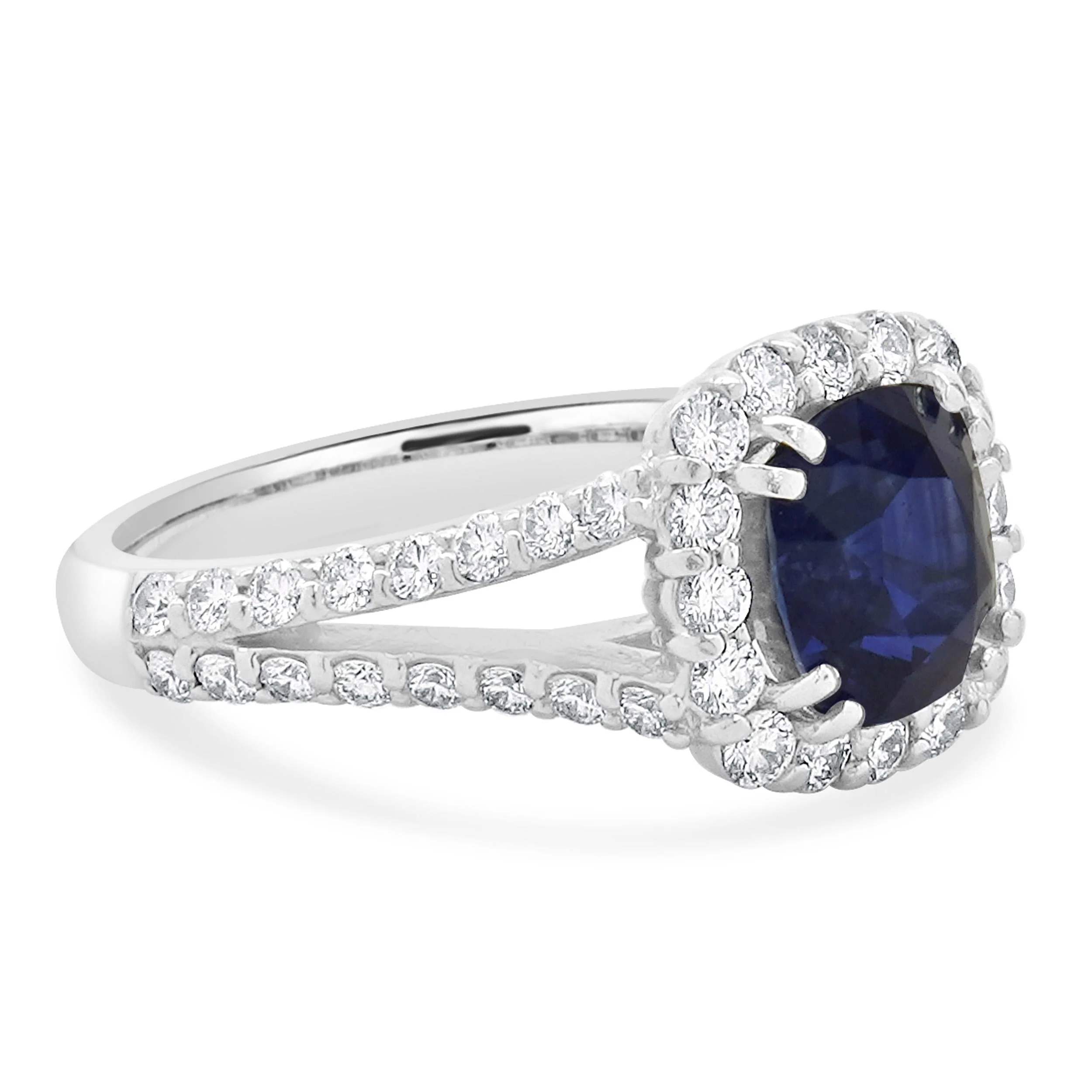 14 Karat White Gold Sapphire and Diamond Ring - Image 2