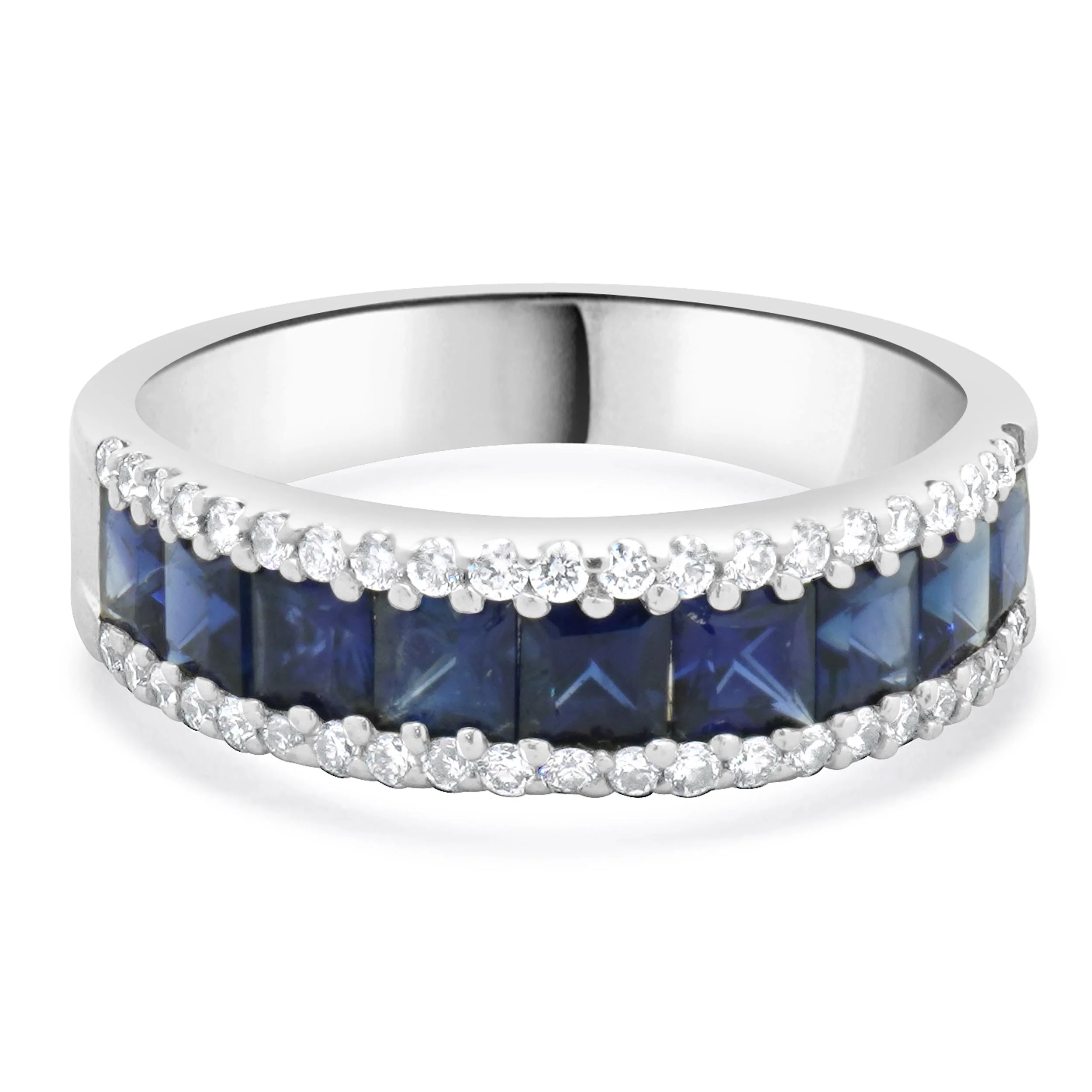 14 Karat White Gold Sapphire and Diamond Ring