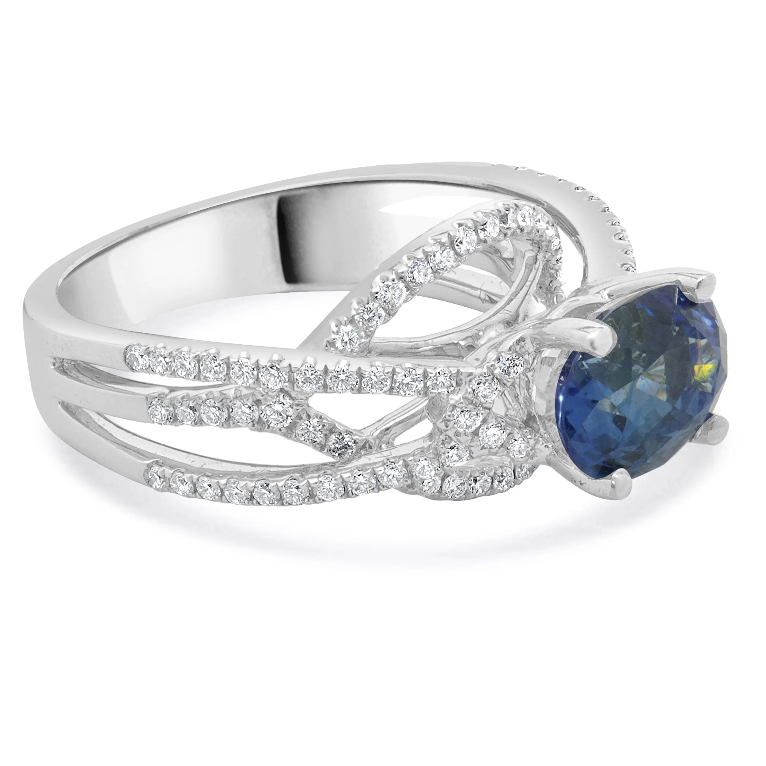 14 Karat White Gold Sapphire and Diamond Ring - Image 2