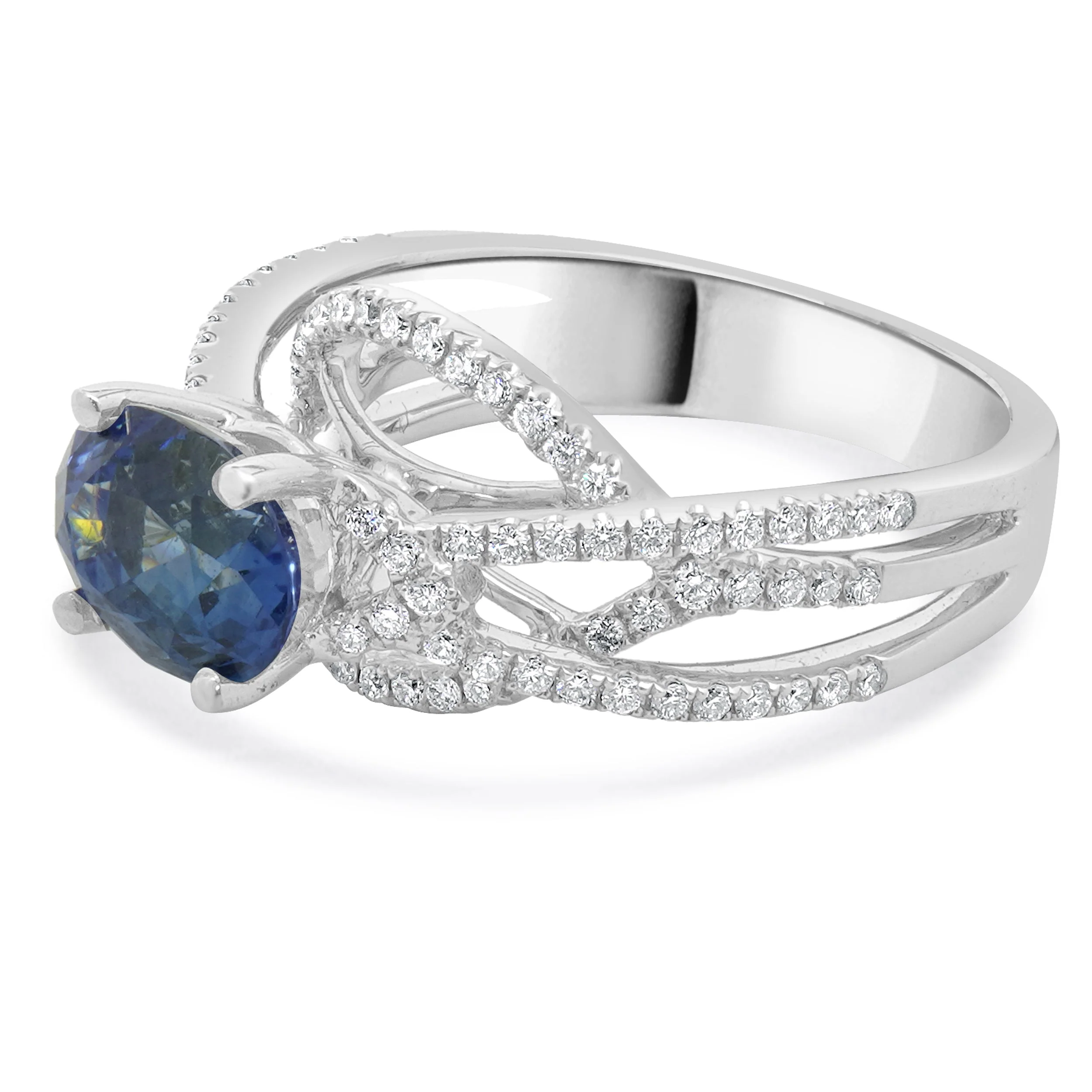 14 Karat White Gold Sapphire and Diamond Ring - Image 3