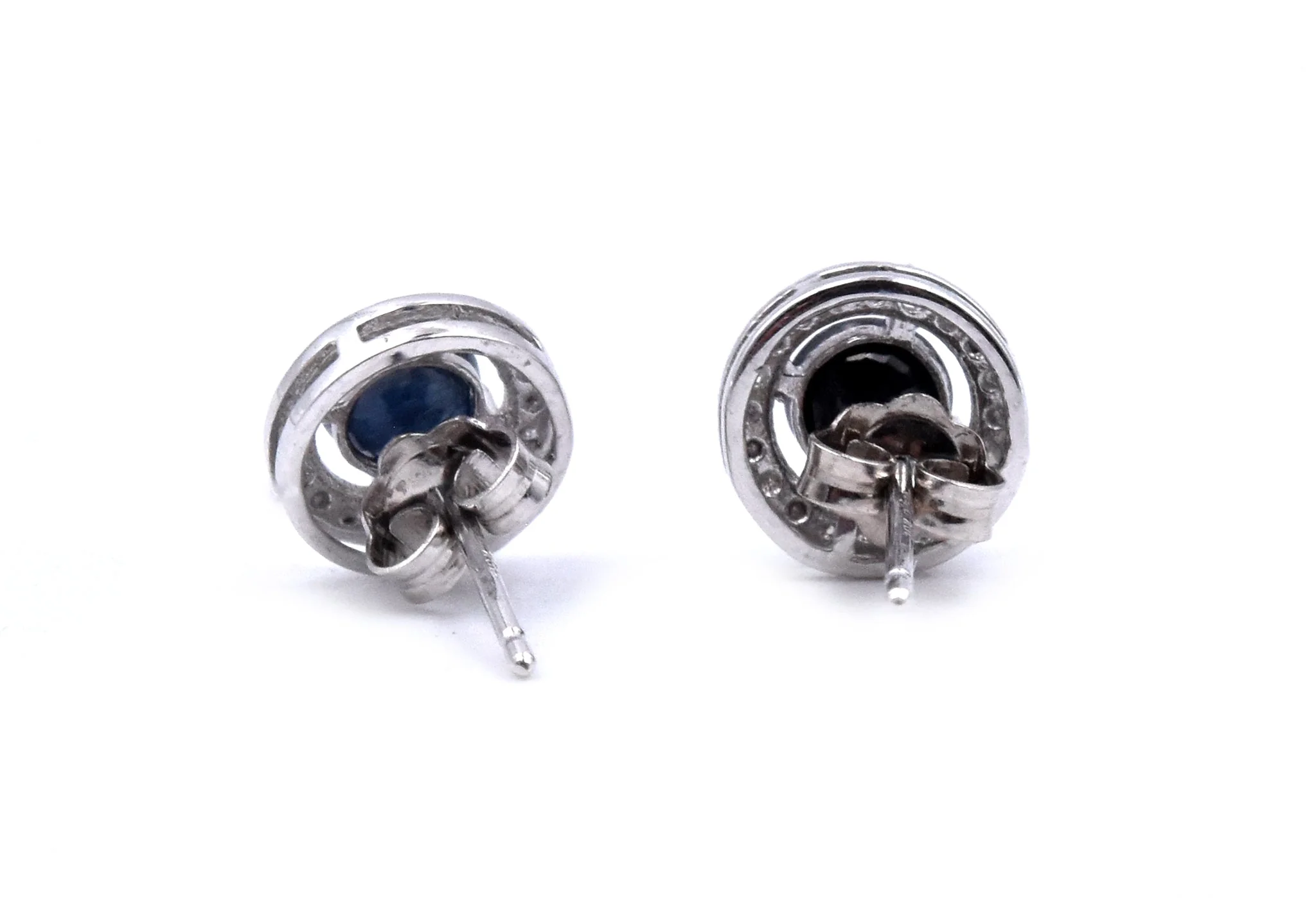14 Karat White Gold Sapphire and Diamond Stud Earrings - Image 4