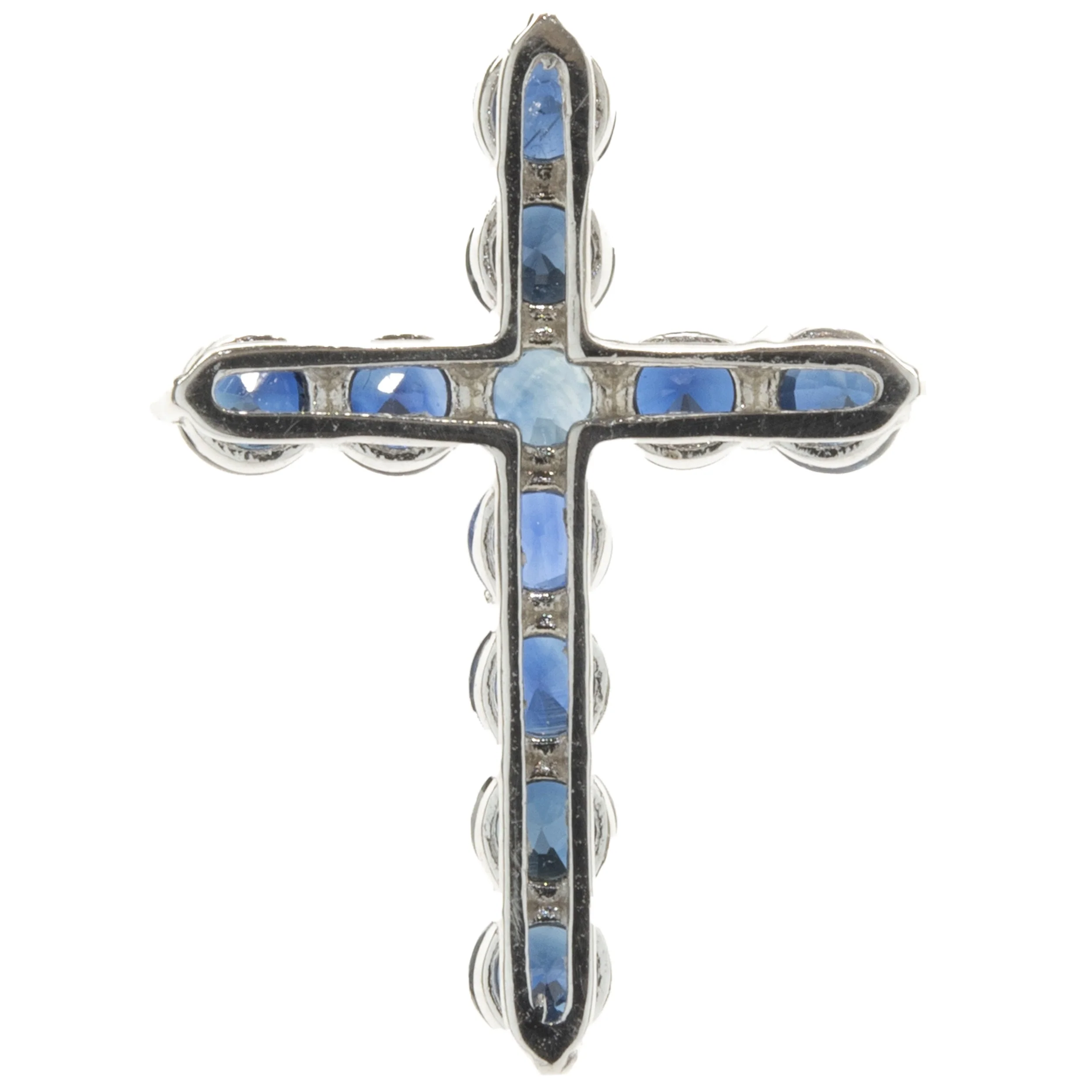 14 Karat White Gold Sapphire Cross Pendant - Image 2