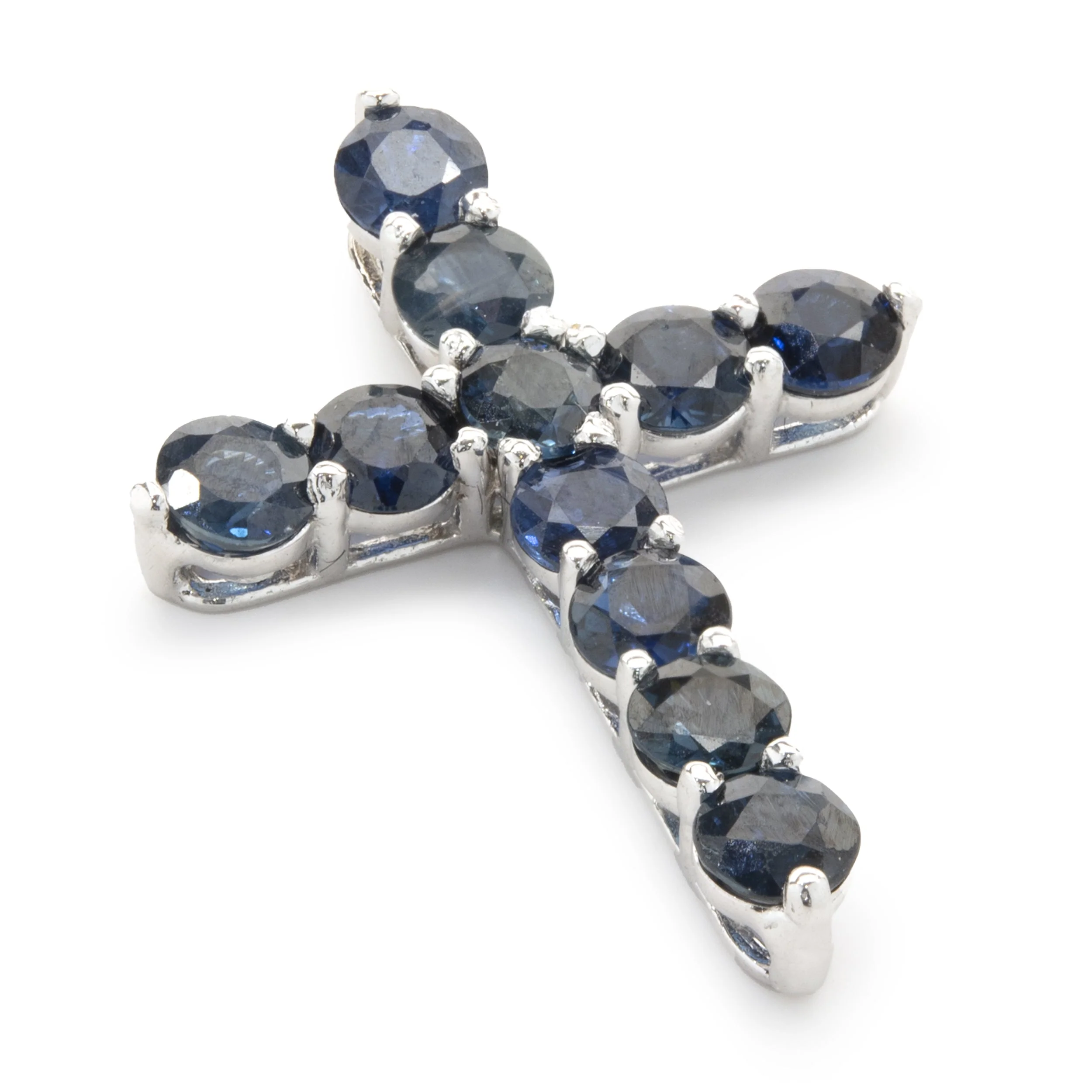 14 Karat White Gold Sapphire Cross Pendant - Image 3