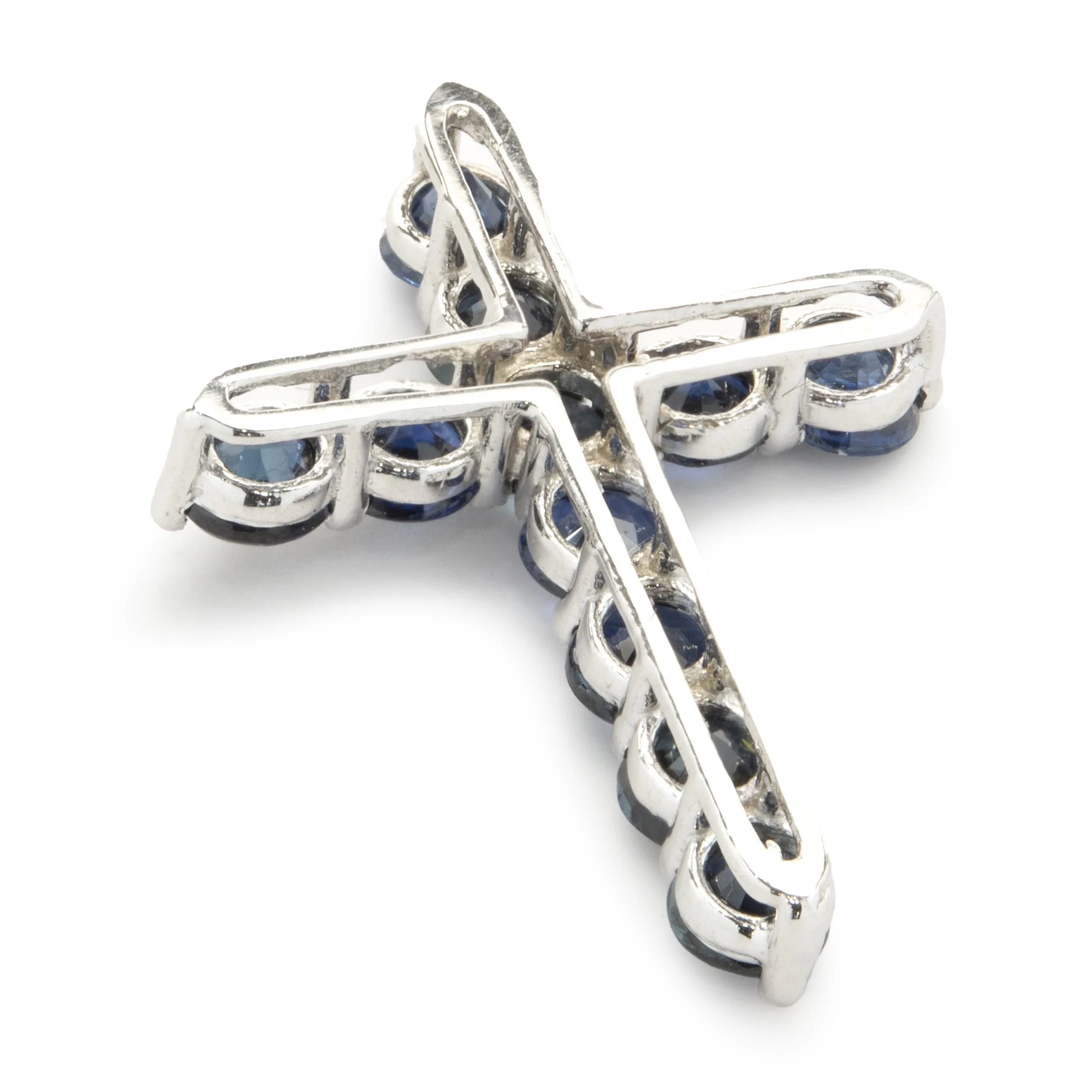 14 Karat White Gold Sapphire Cross Pendant - Image 4