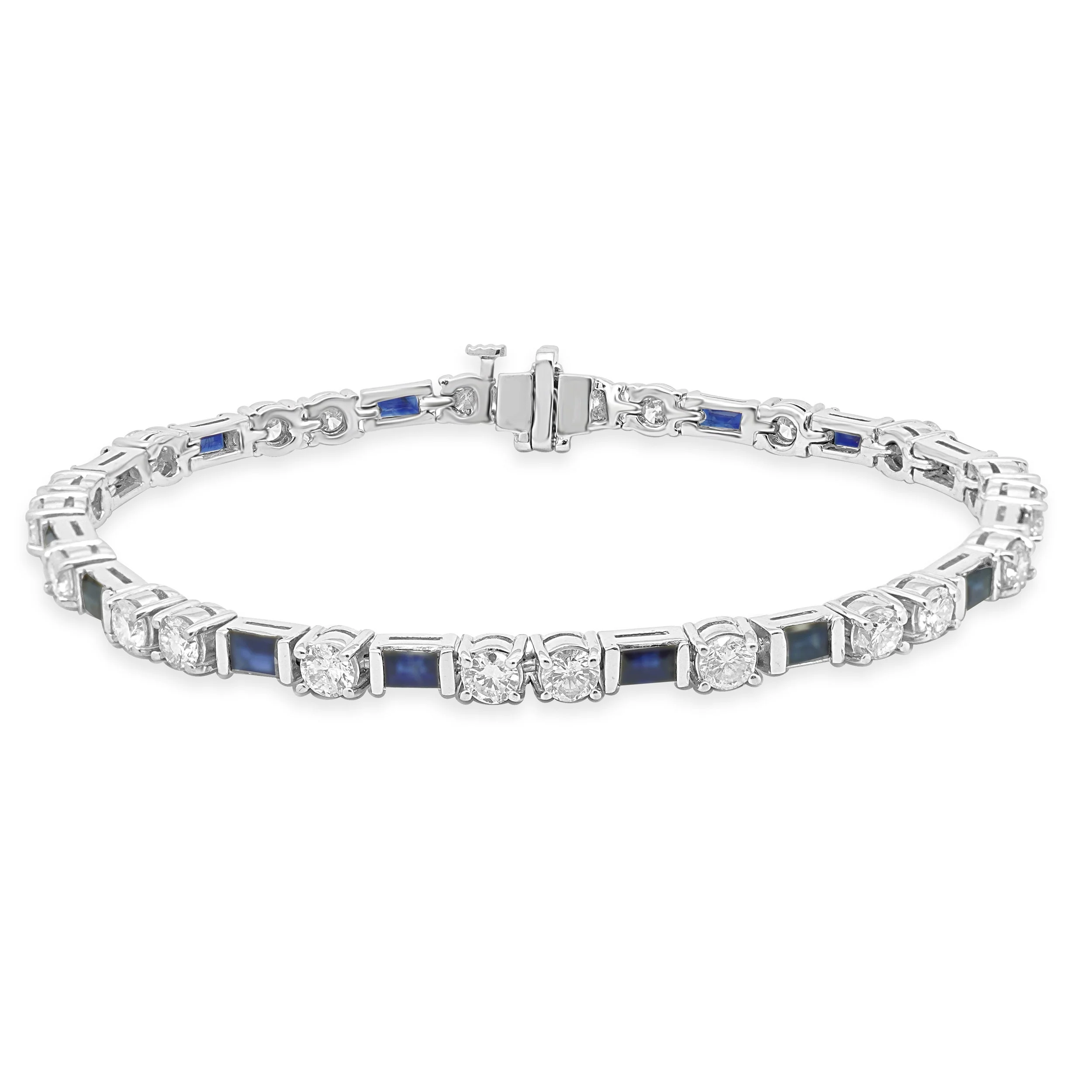14 Karat White Gold Sapphire & Diamond Tennis Bracelet