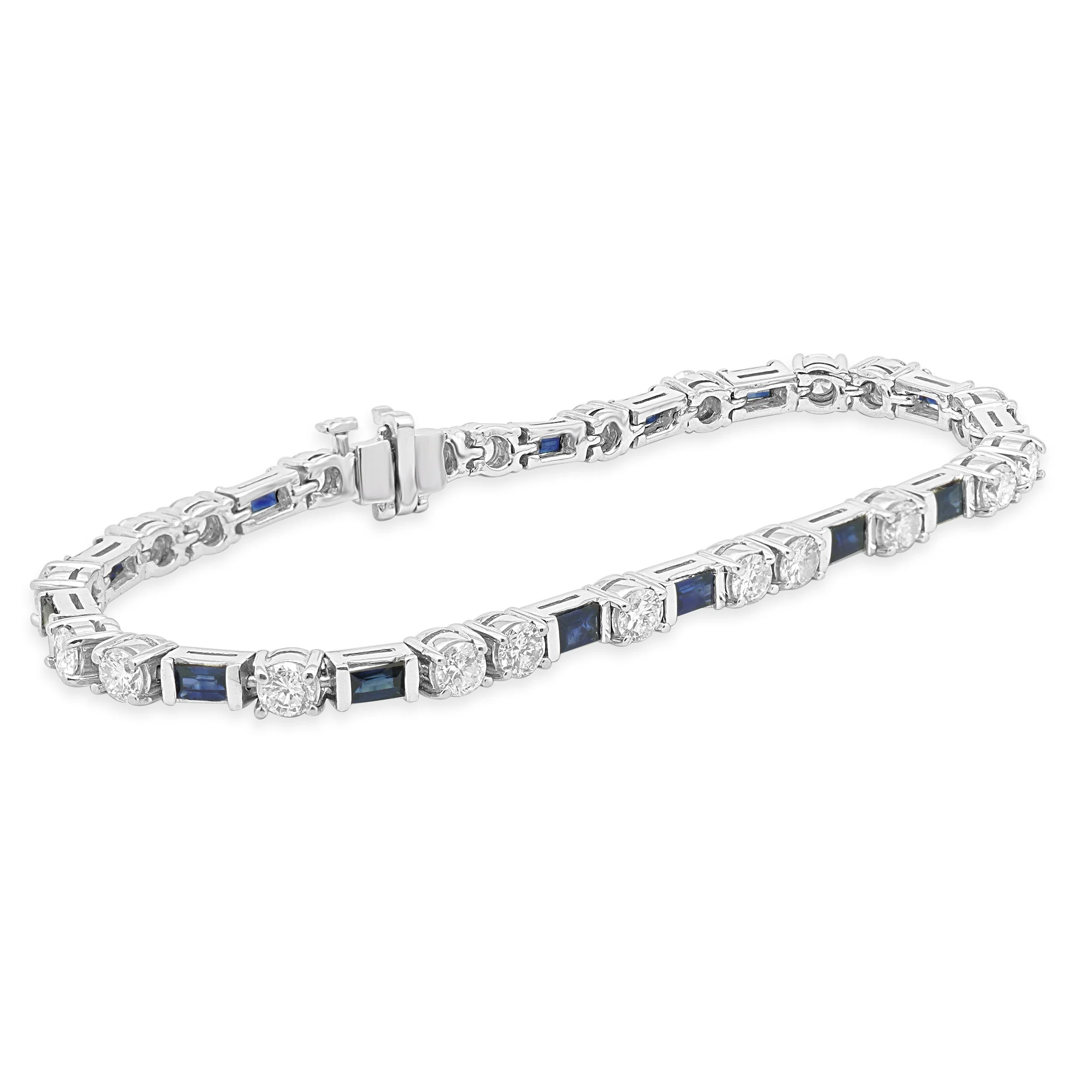 14 Karat White Gold Sapphire & Diamond Tennis Bracelet - Image 2