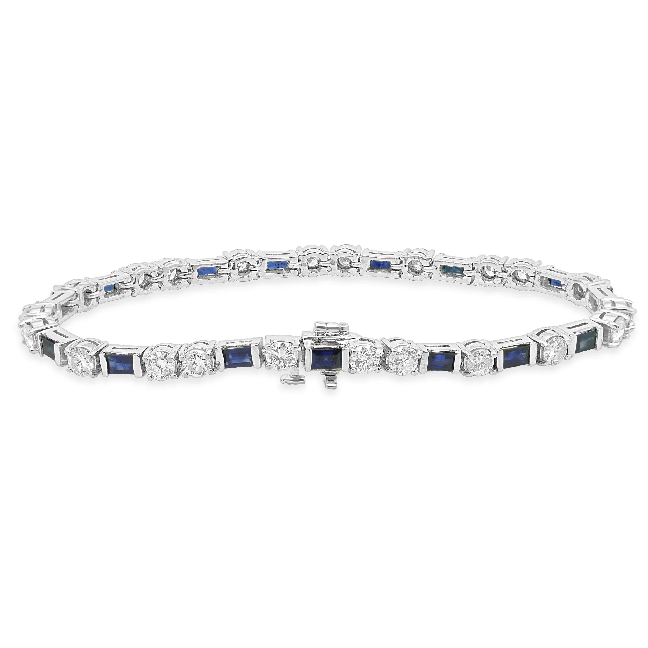 14 Karat White Gold Sapphire & Diamond Tennis Bracelet - Image 3