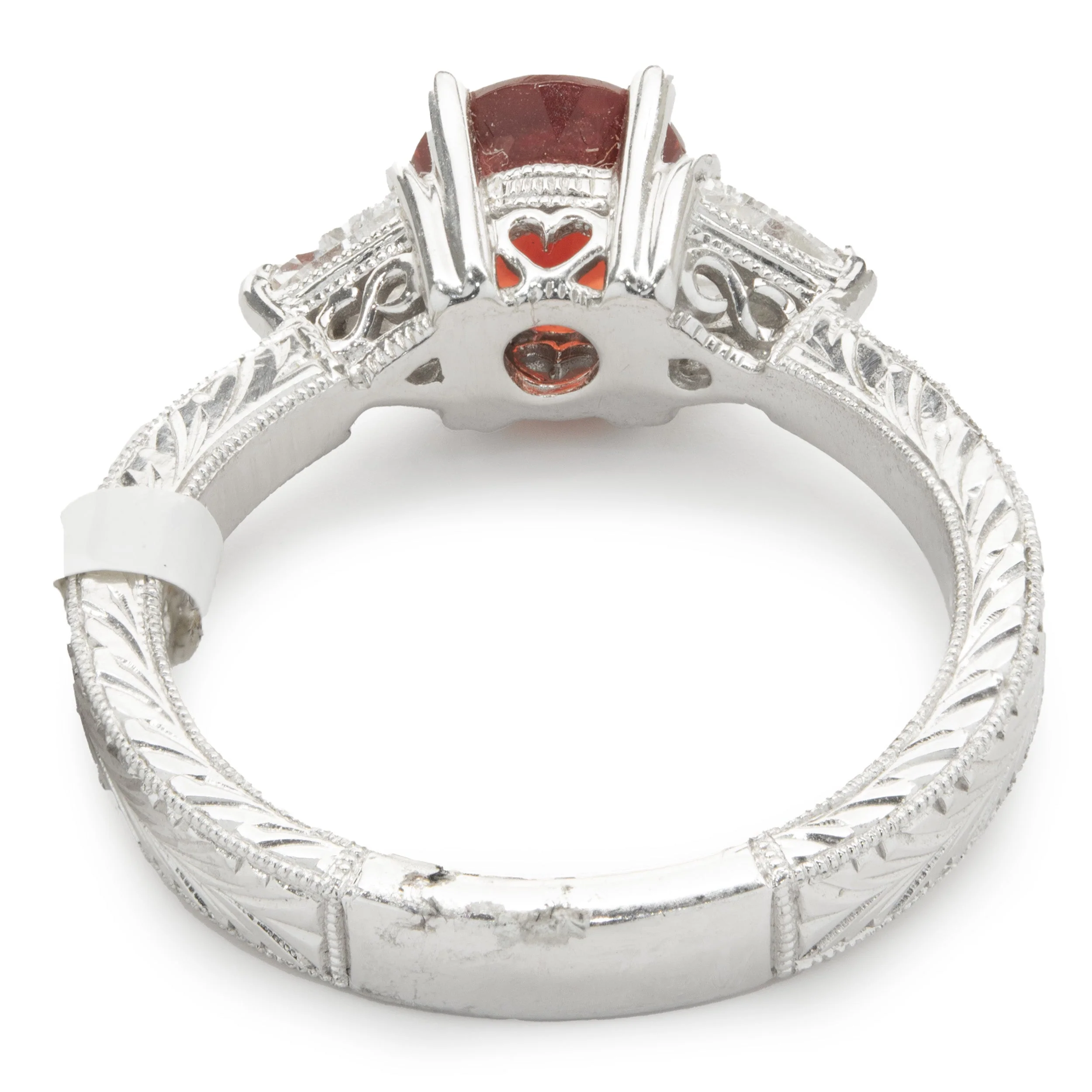 14 Karat White Gold Sunstone and Diamond Ring - Image 3