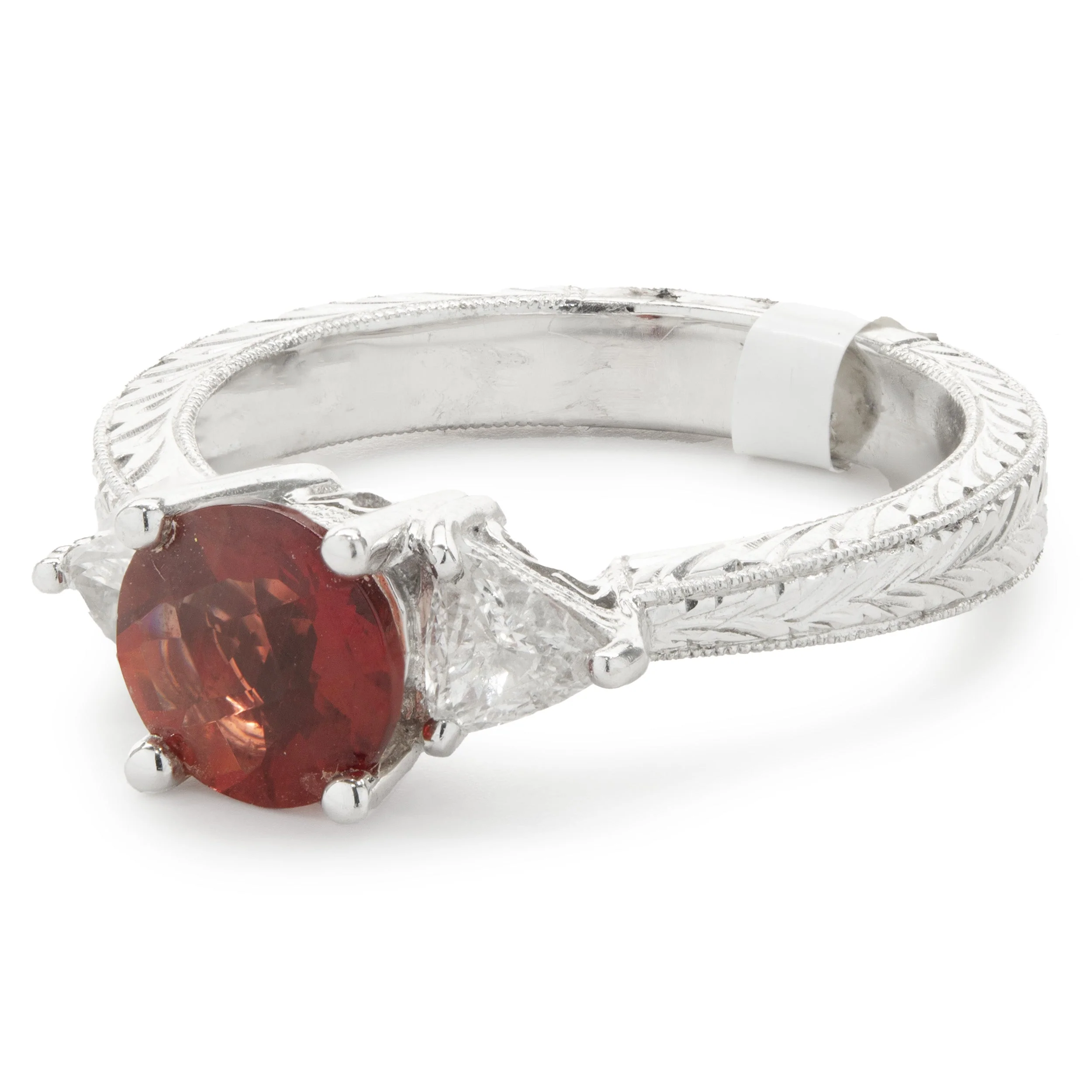 14 Karat White Gold Sunstone and Diamond Ring - Image 4