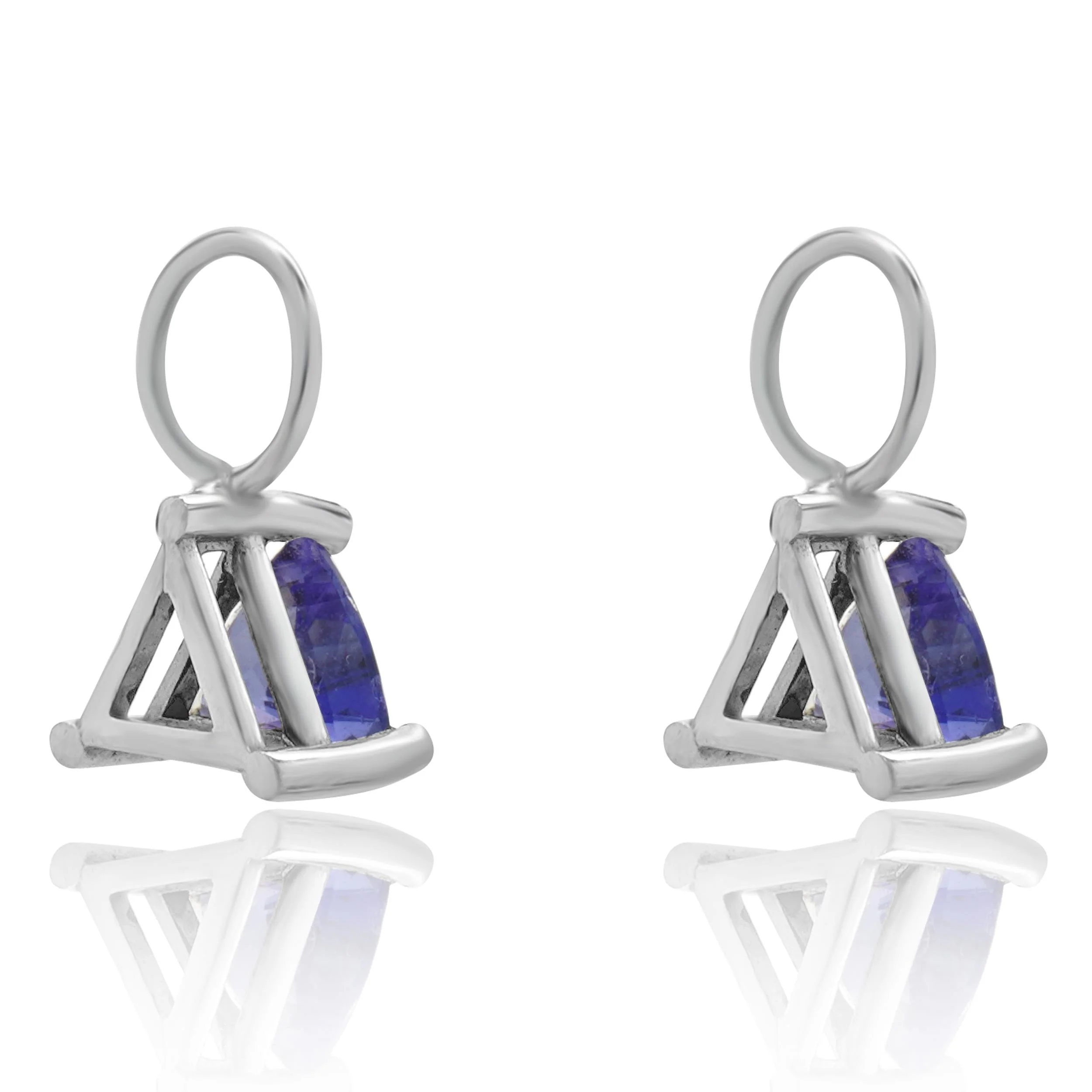 14 Karat White Gold Tanzanite Earring Enhancers - Image 2