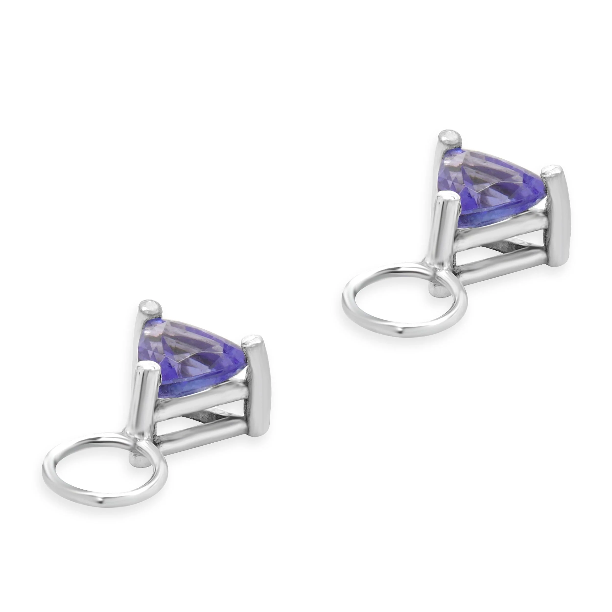 14 Karat White Gold Tanzanite Earring Enhancers - Image 4