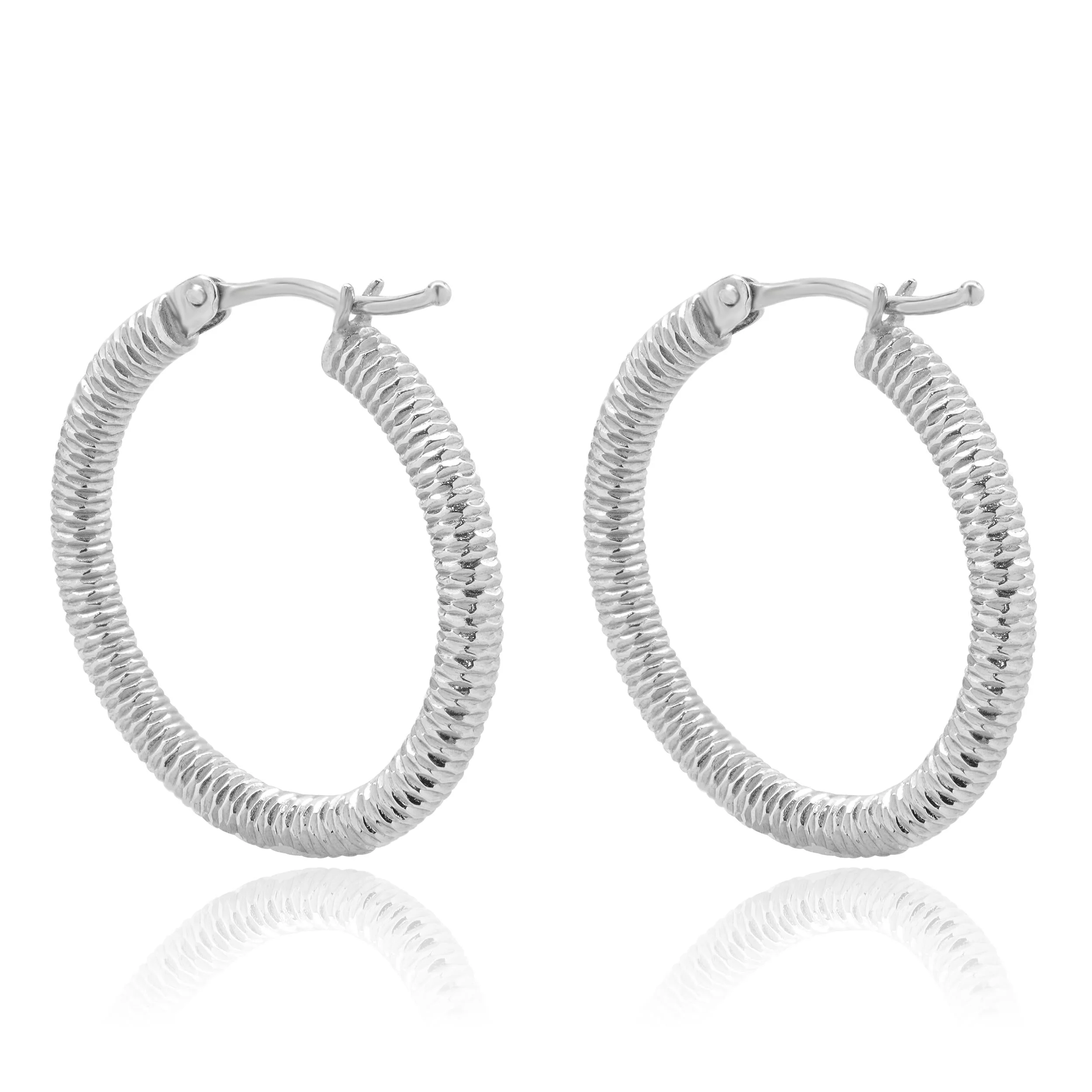 14 Karat White Gold Textured 25MM Hoop Earrings - Image 3