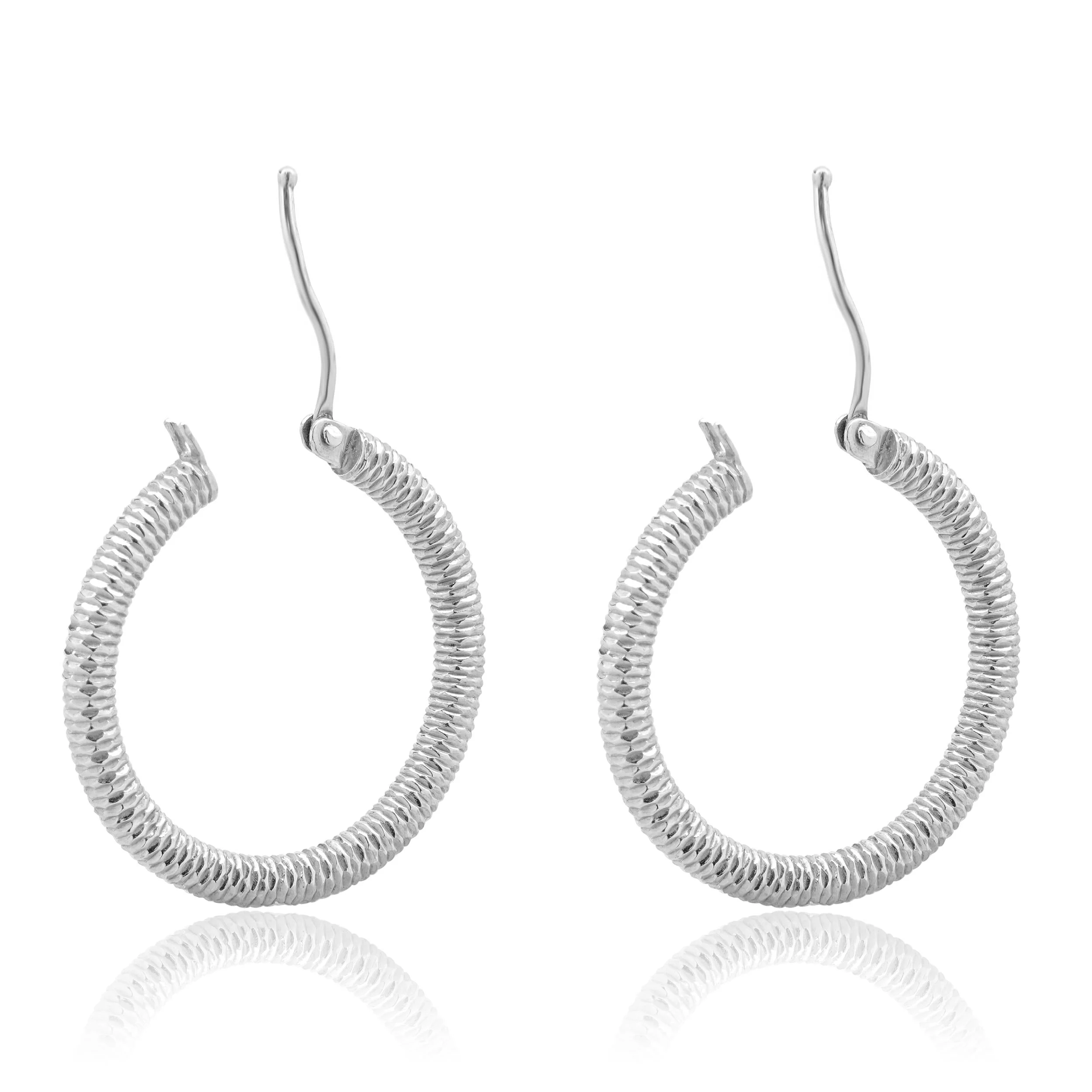 14 Karat White Gold Textured 25MM Hoop Earrings - Image 4