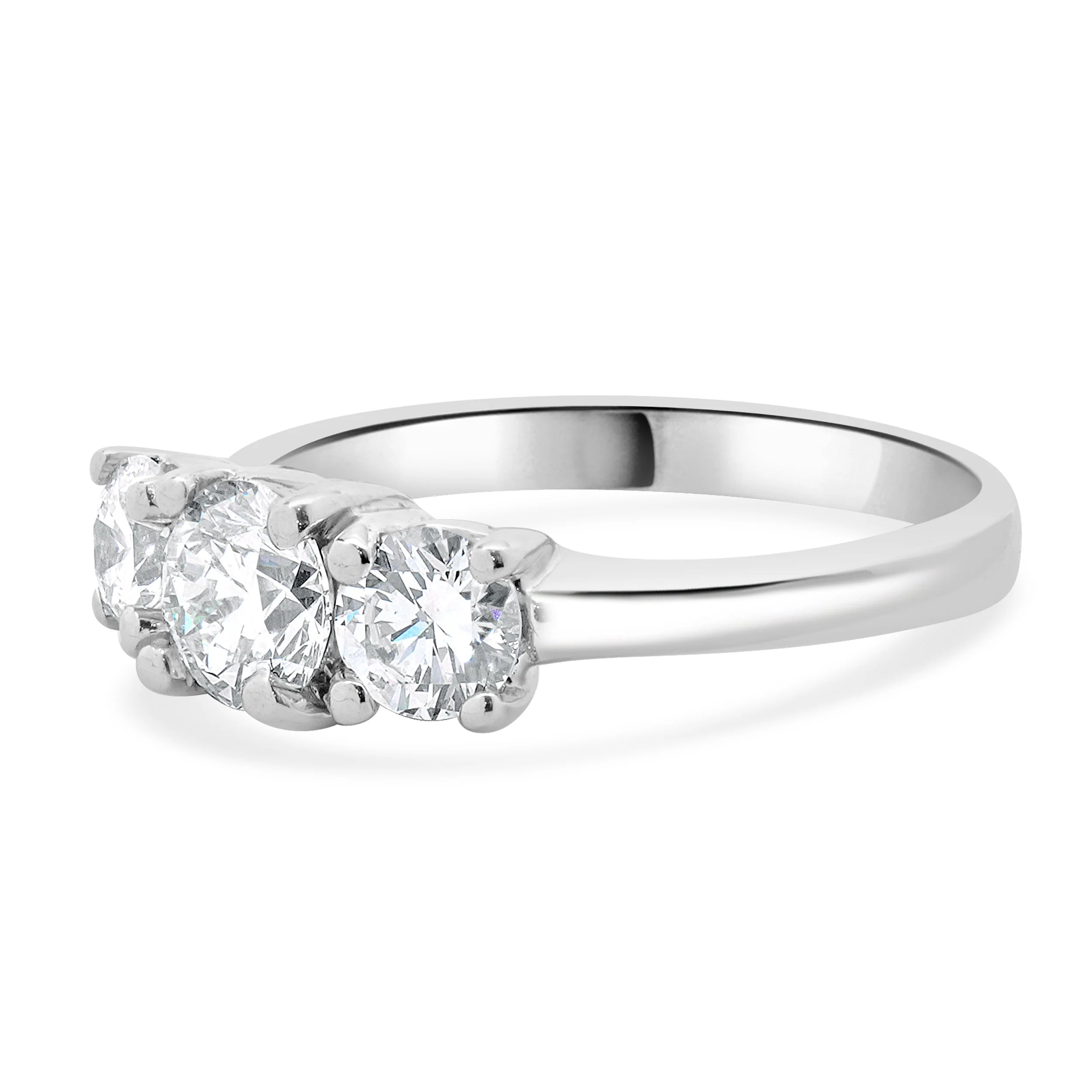 14 Karat White Gold Three Diamond Engagement Ring - Image 2
