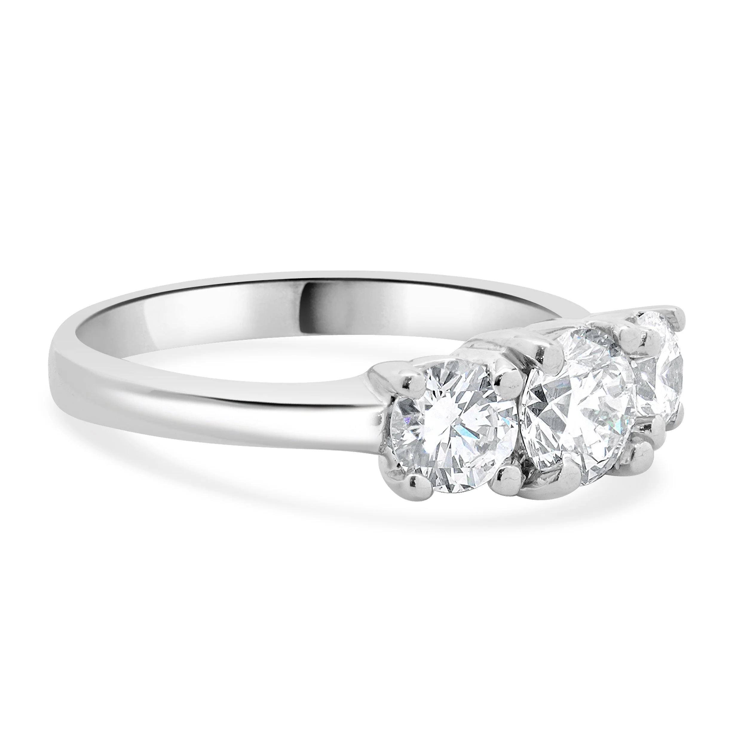 14 Karat White Gold Three Diamond Engagement Ring - Image 4