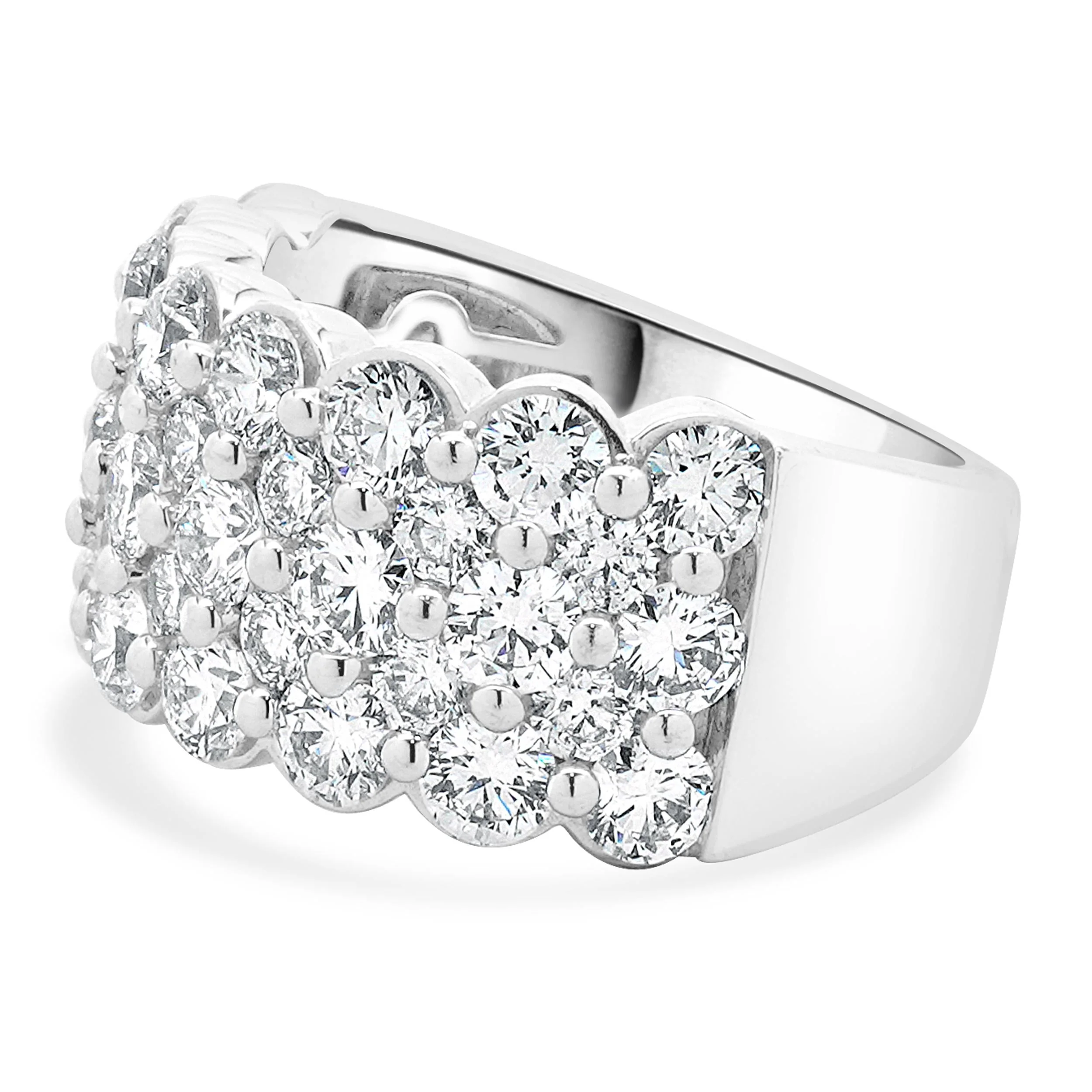 14 Karat White Gold Three Row Diamond Band - Image 2