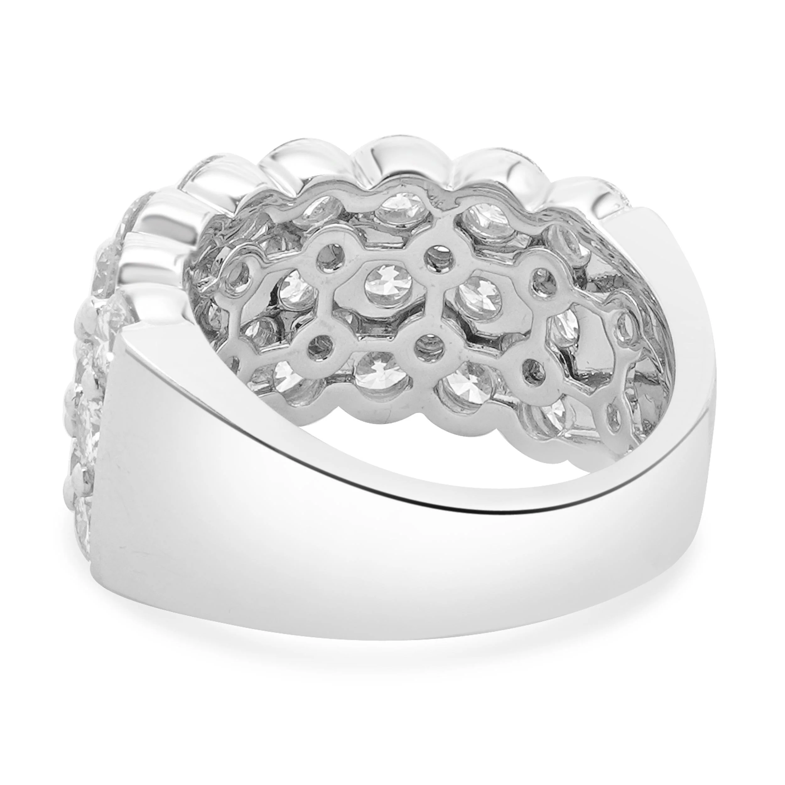 14 Karat White Gold Three Row Diamond Band - Image 3