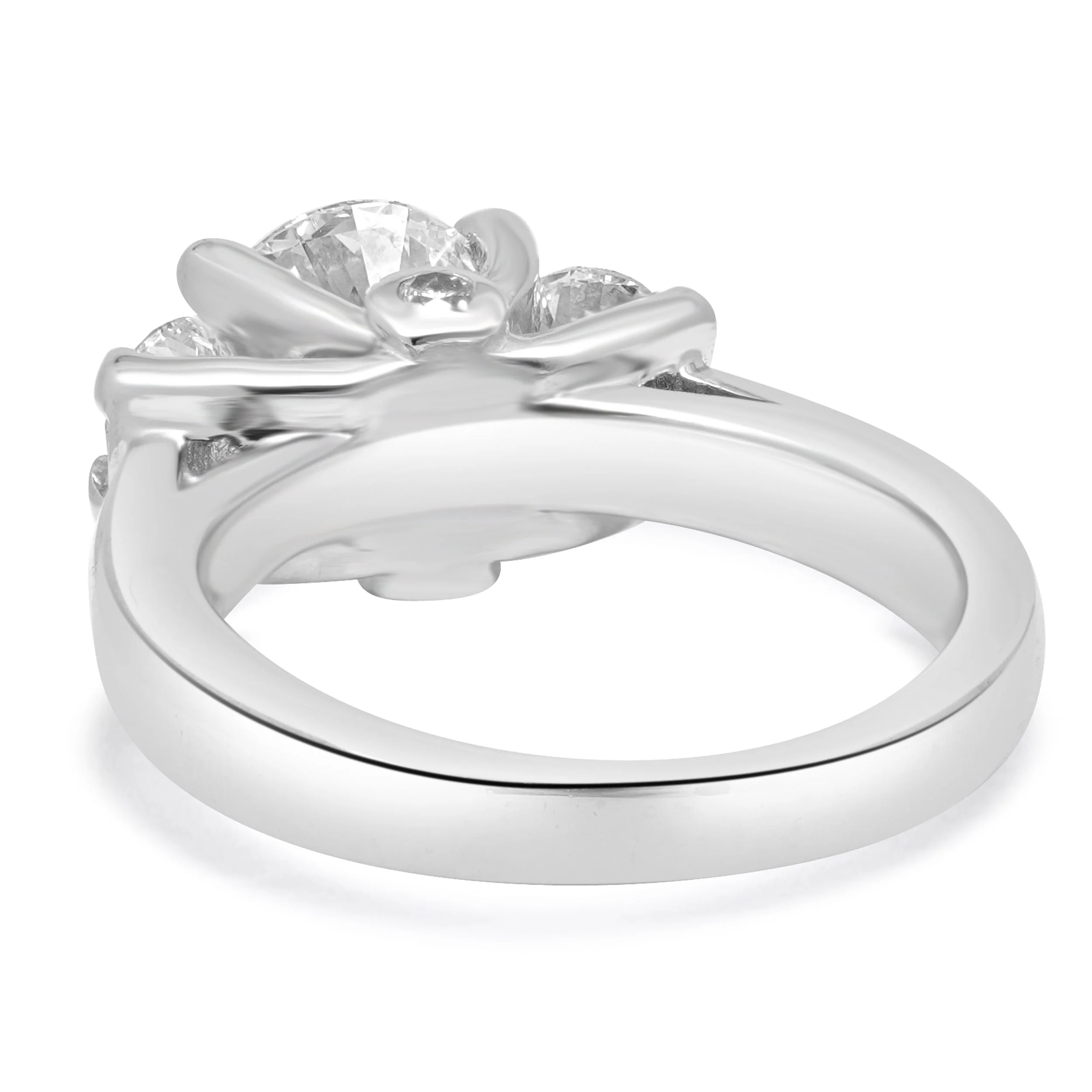 14 Karat White Gold Three Stone Diamond Ring w/ 2 Round Diamond Accents - Image 3