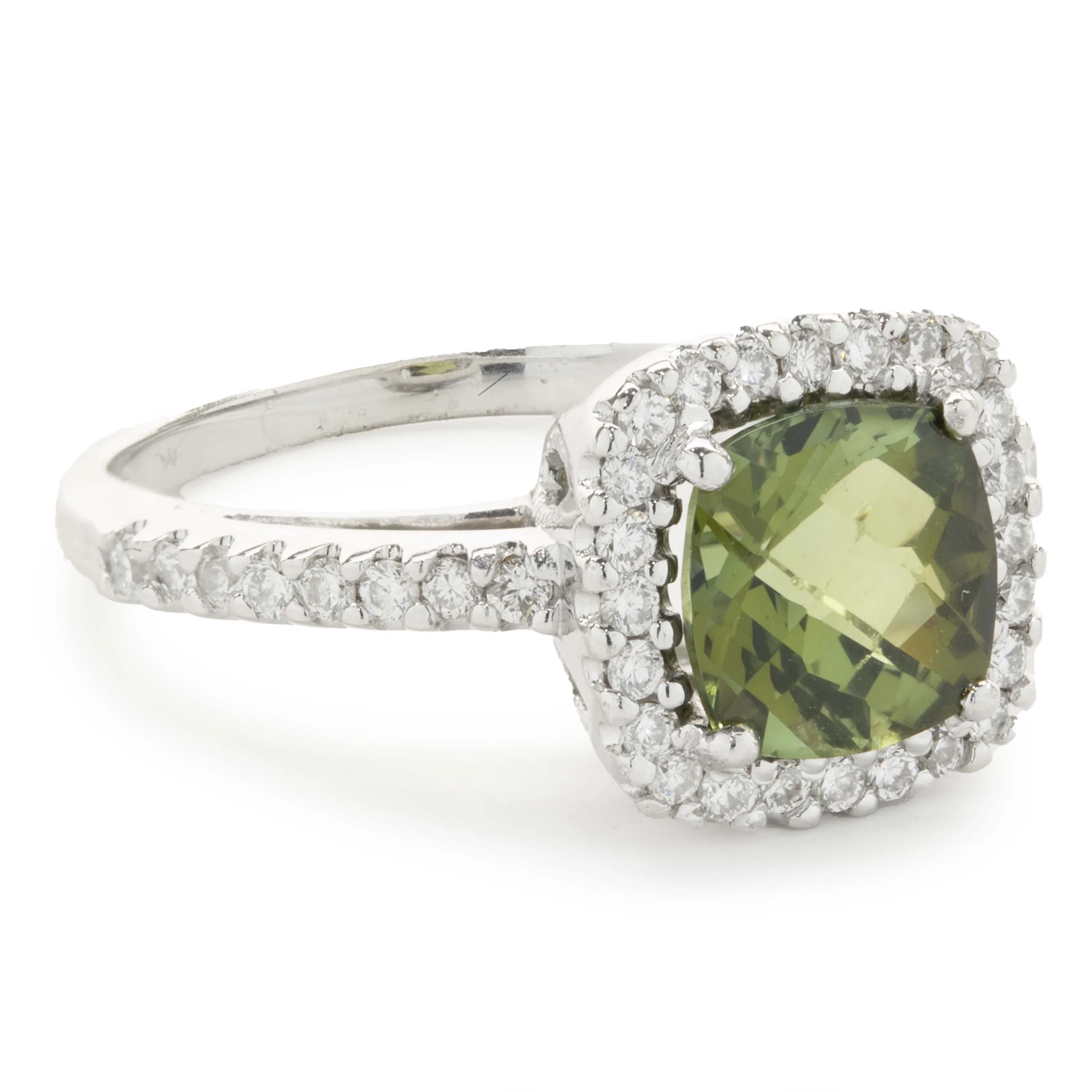 14 Karat White Gold Tourmaline and Diamond Ring - Image 2
