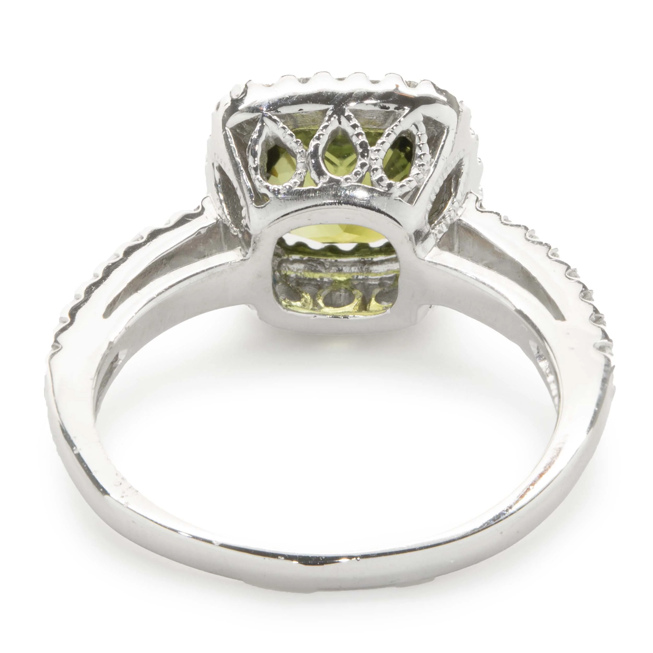 14 Karat White Gold Tourmaline and Diamond Ring - Image 3