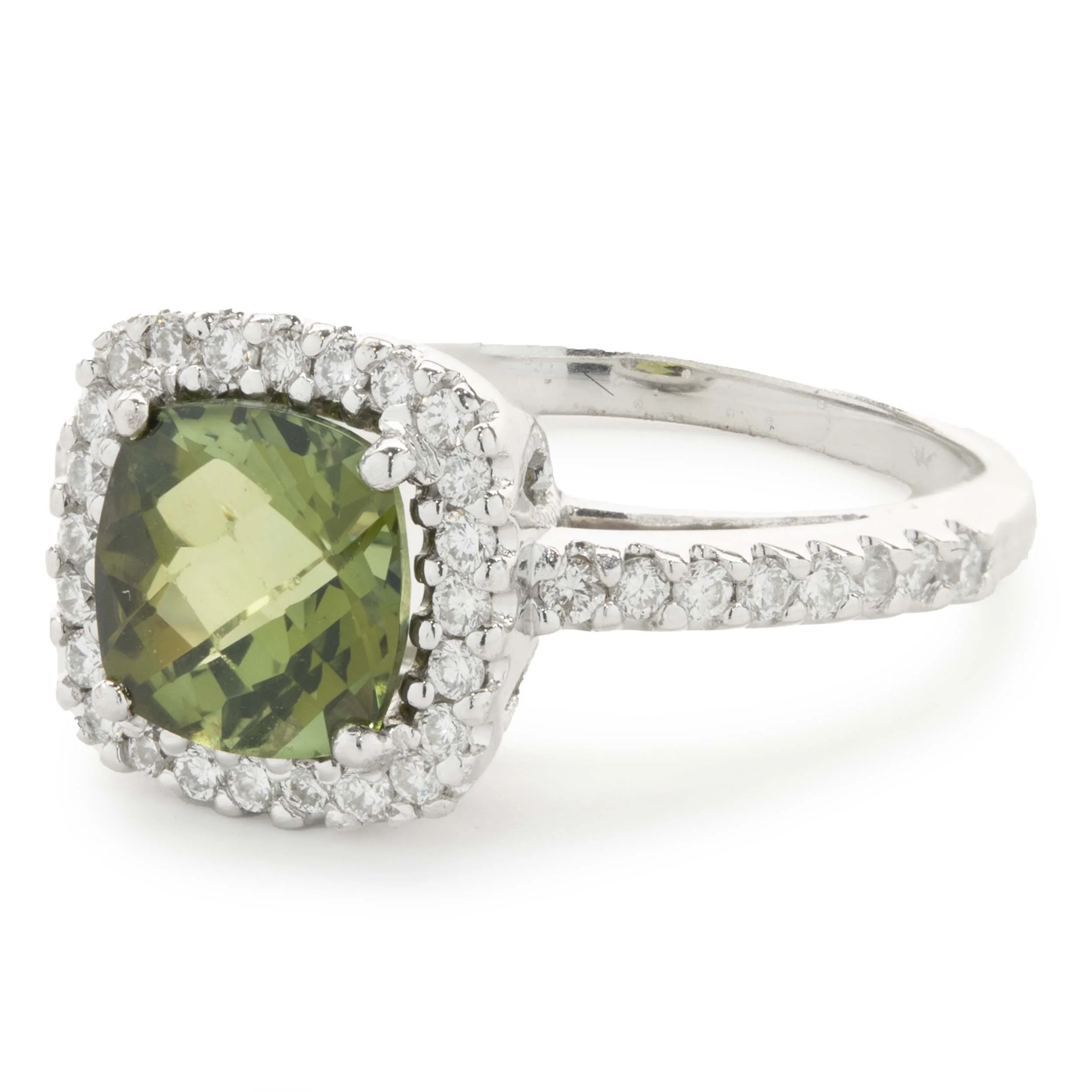 14 Karat White Gold Tourmaline and Diamond Ring - Image 4