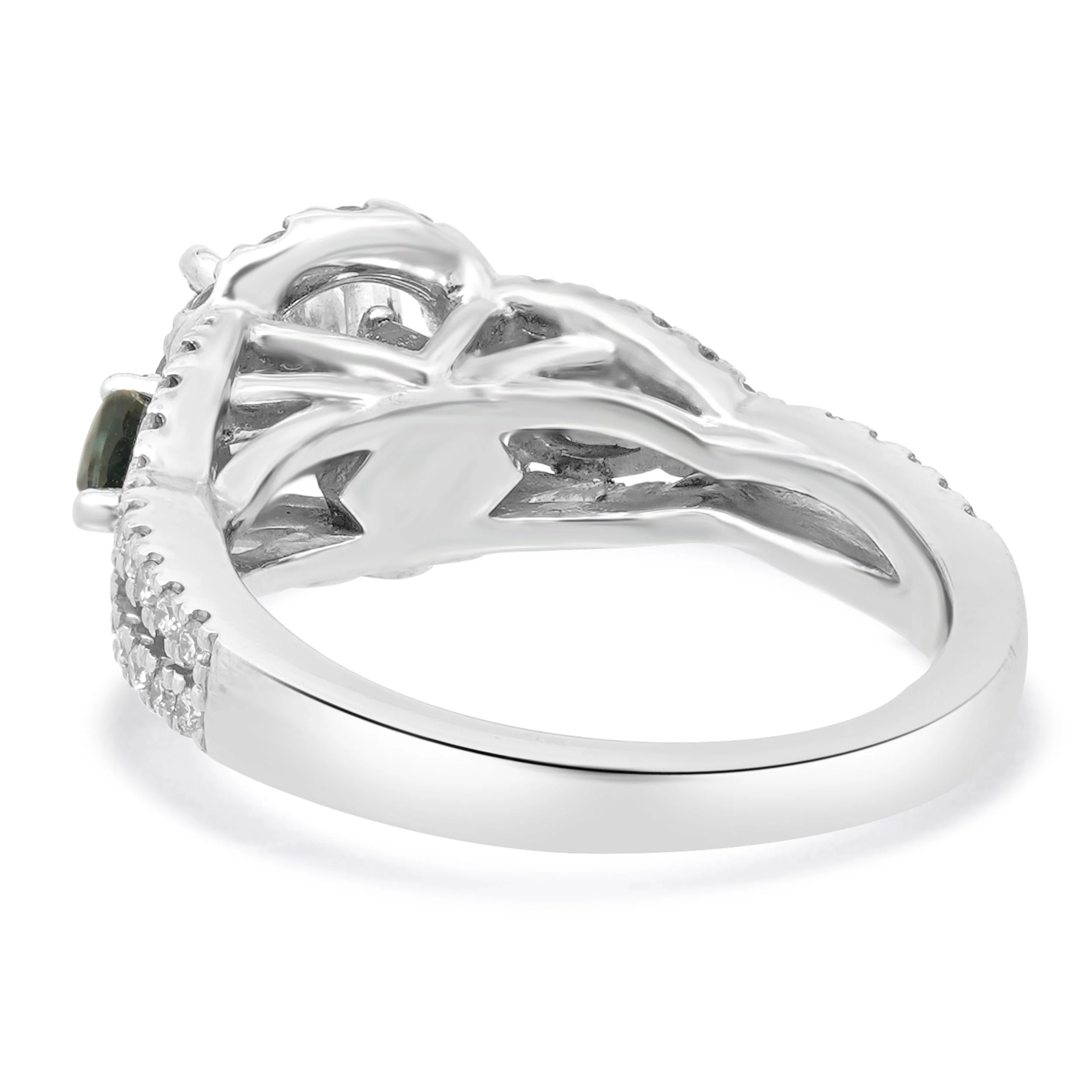 14 Karat White Gold Vera Wang Diamond Halo Engagement Ring with Sapphires - Image 3