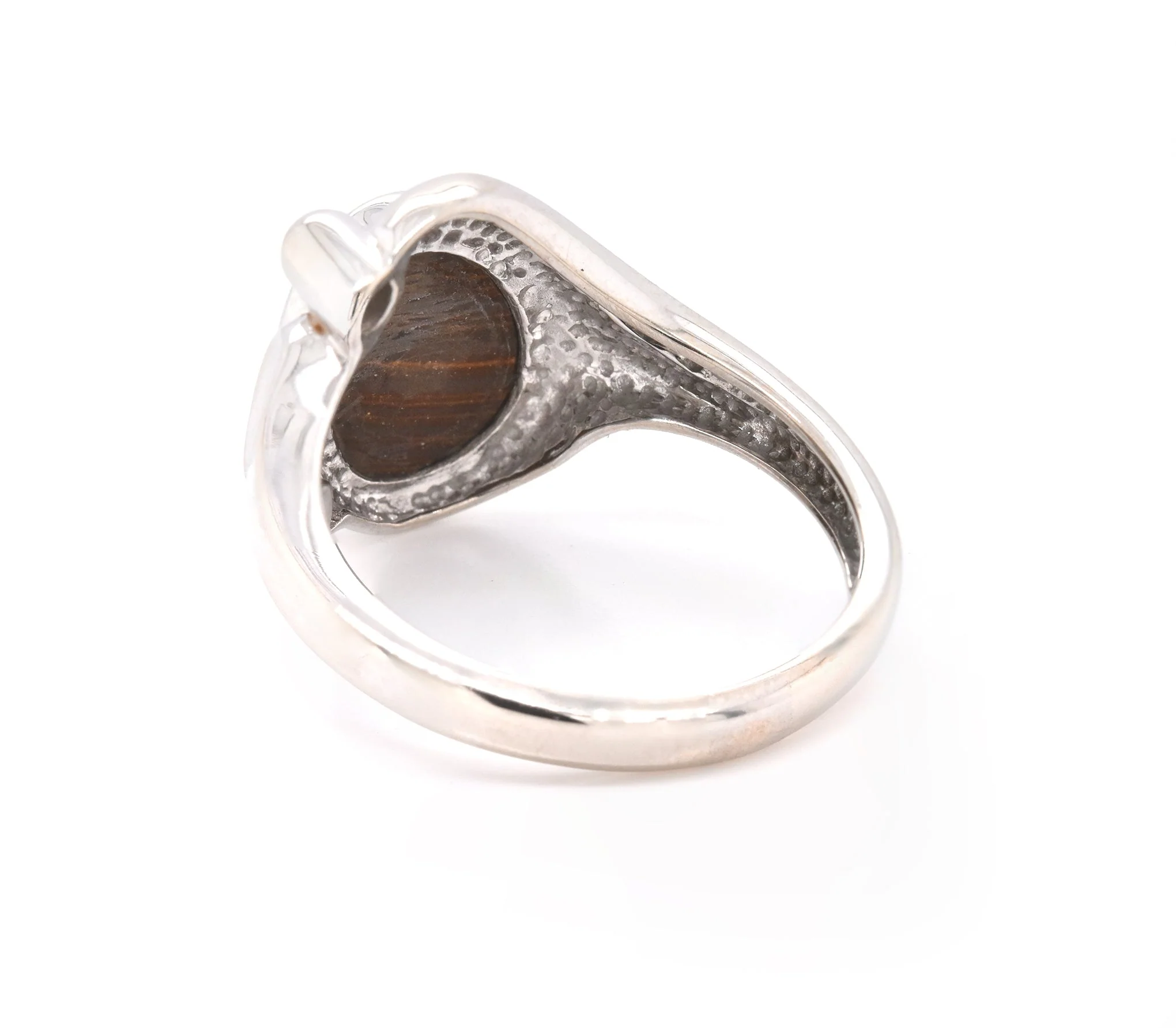 14 Karat White Gold Vintage Black Opal and Diamond Ring - Image 4