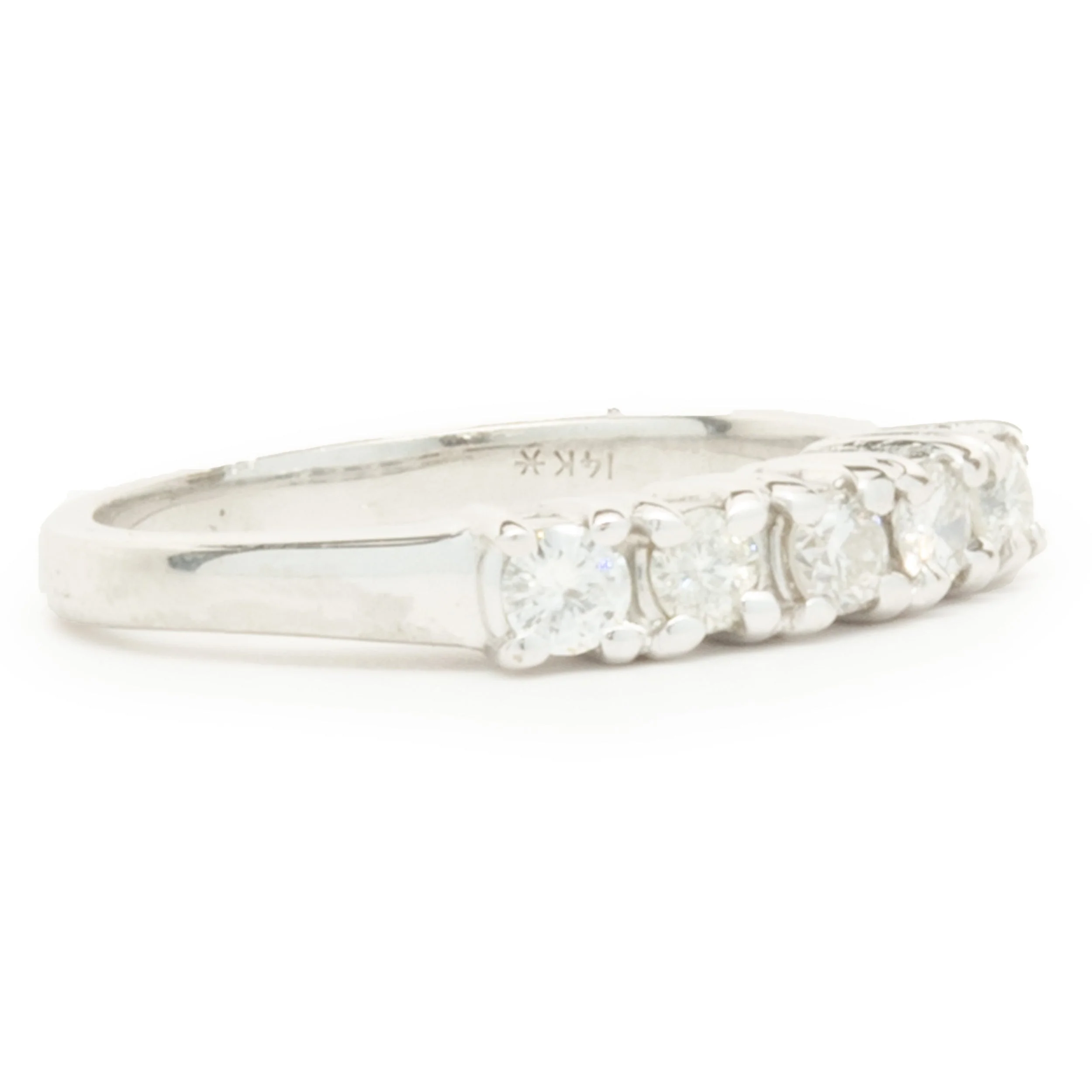 14 Karat White Gold Vintage Diamond Band - Image 2