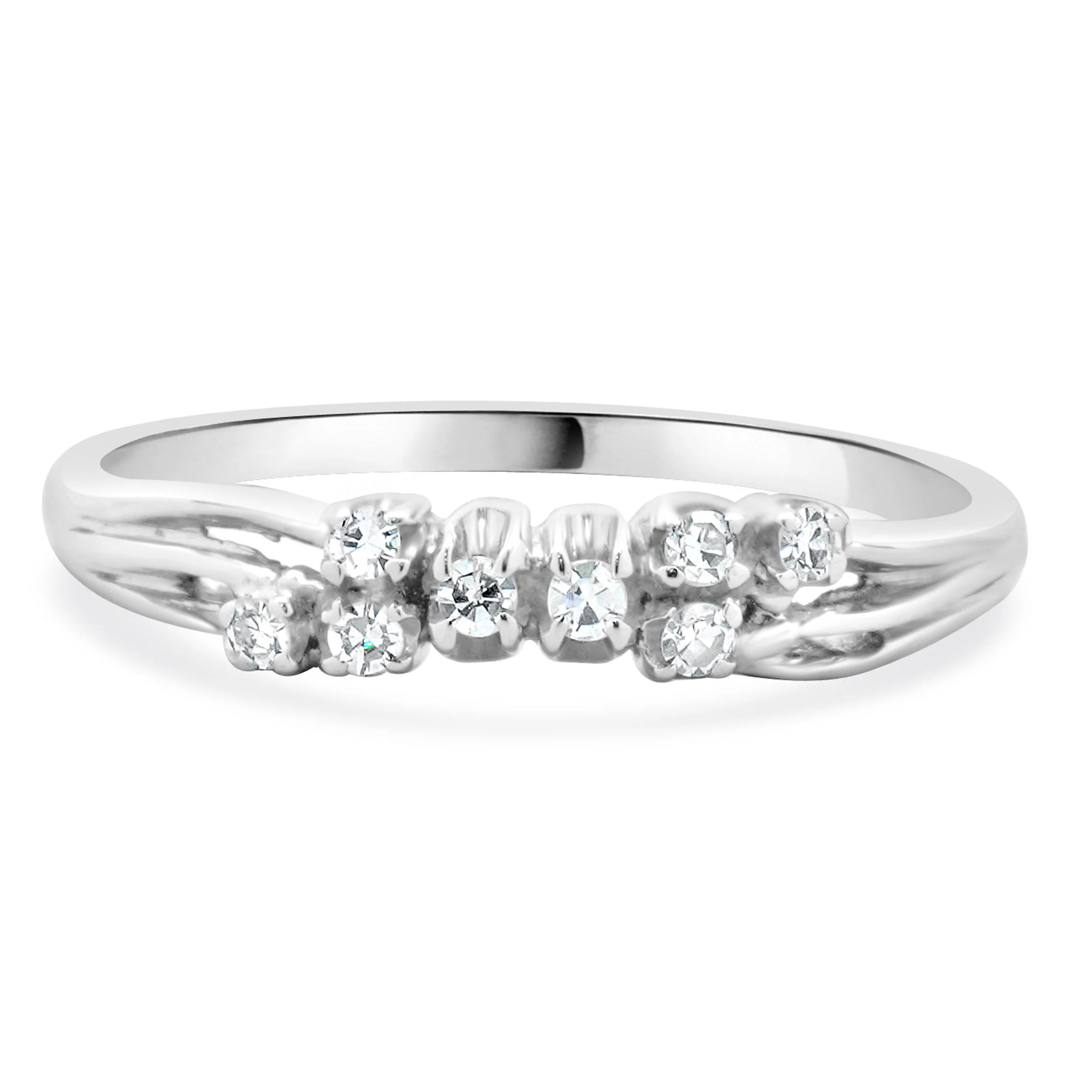 14 Karat White Gold Vintage Diamond Bypass Band