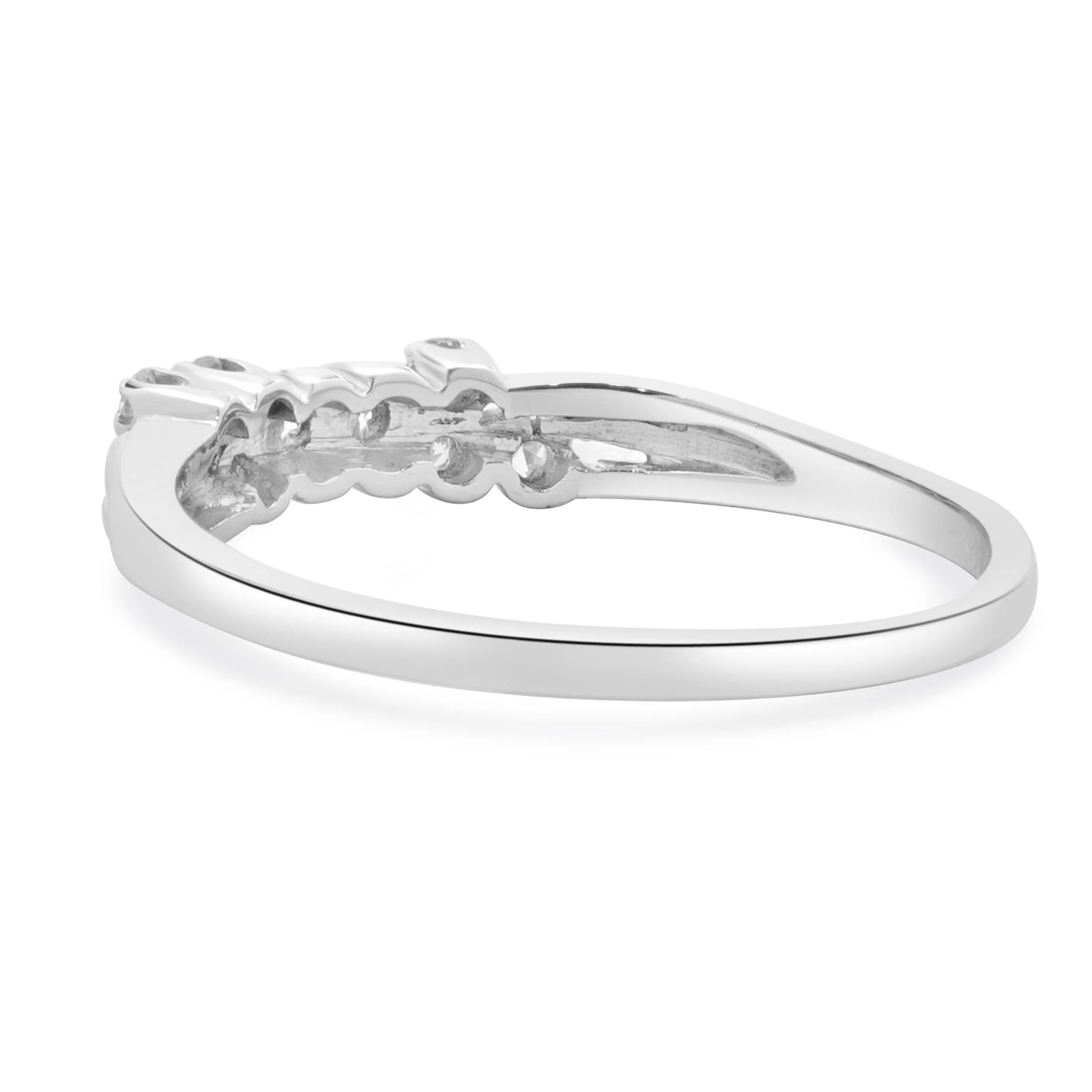 14 Karat White Gold Vintage Diamond Bypass Band - Image 3