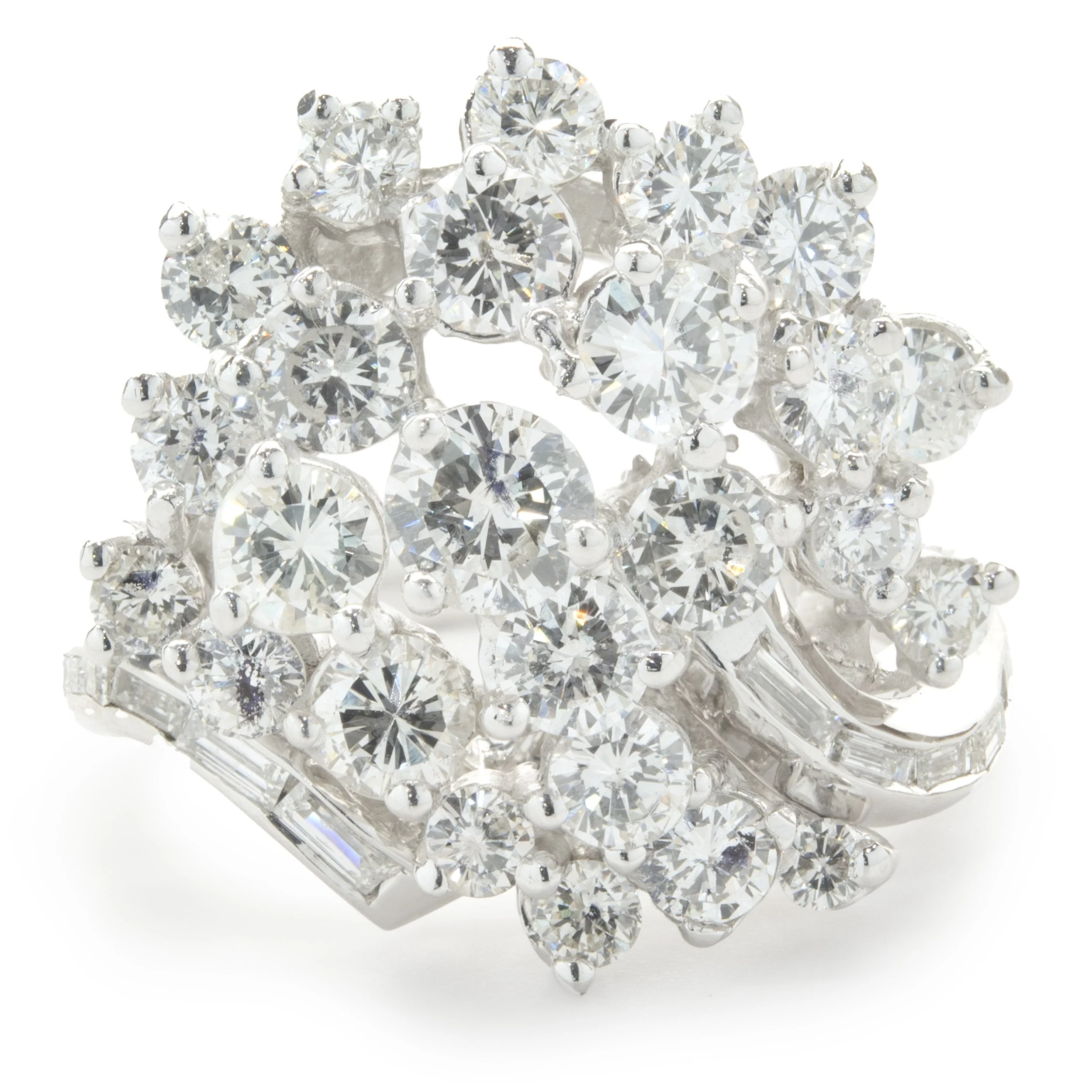 14 Karat White Gold Vintage Diamond Cocktail Ring