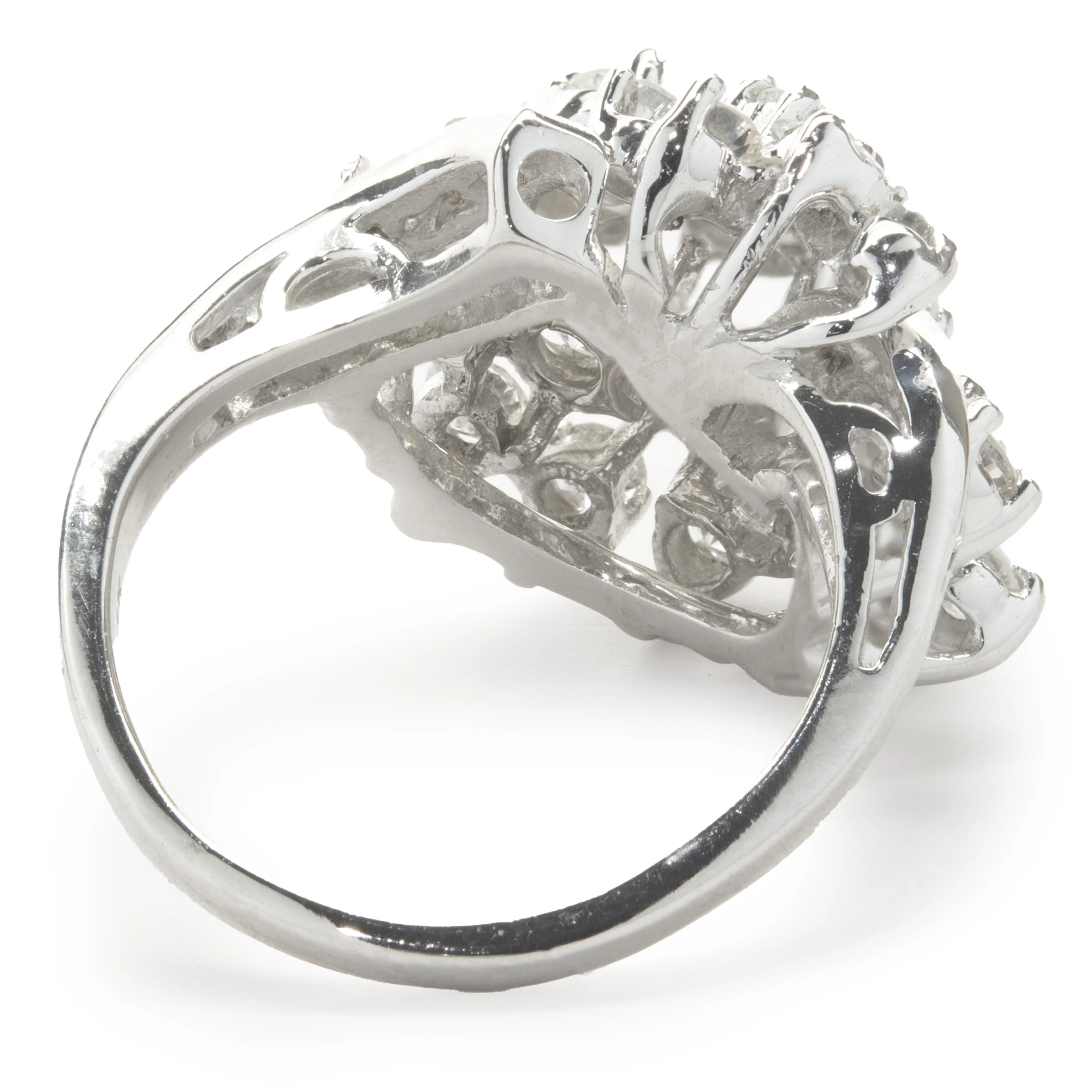 14 Karat White Gold Vintage Diamond Cocktail Ring - Image 4