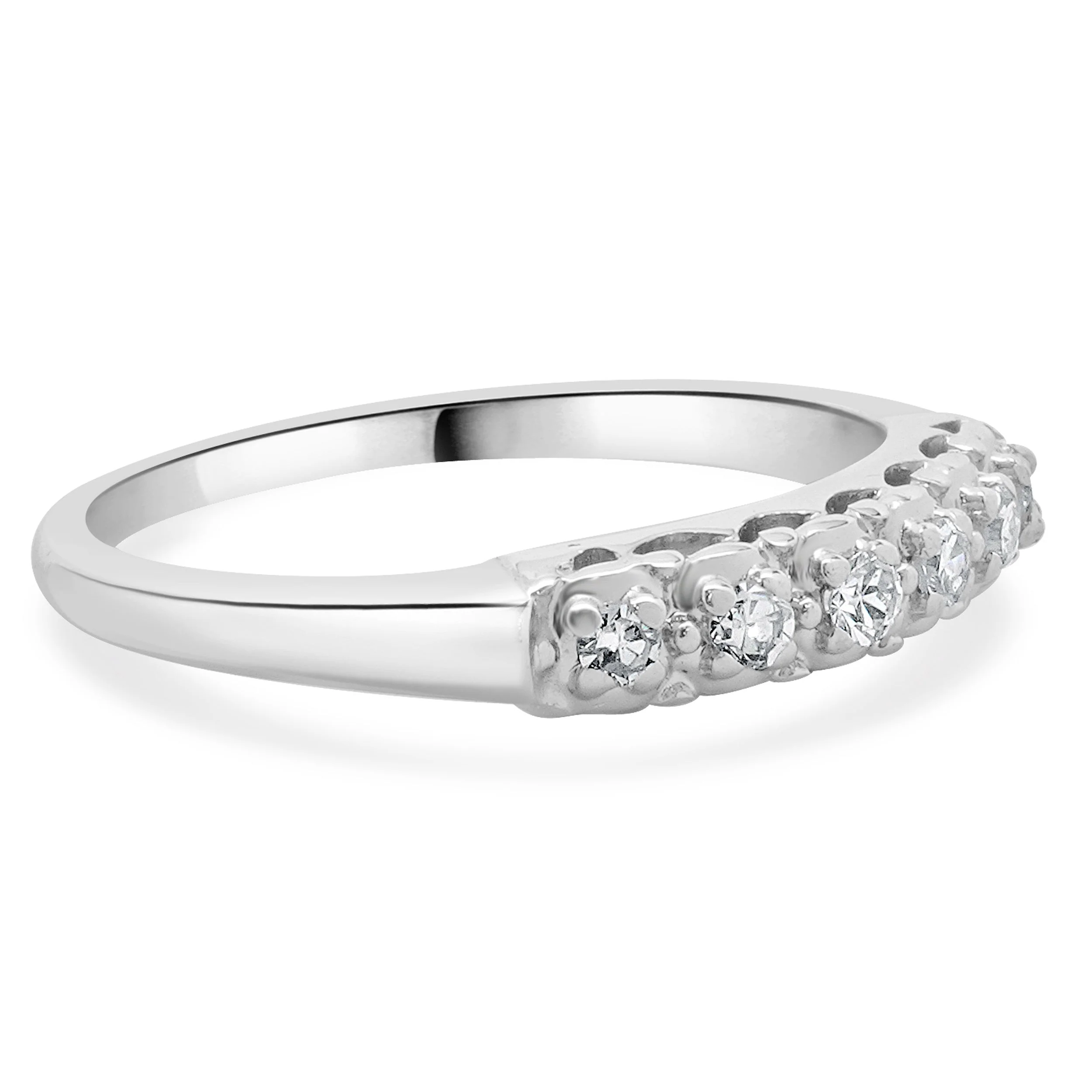 14 Karat White Gold Vintage Single Cut Diamond Band - Image 4