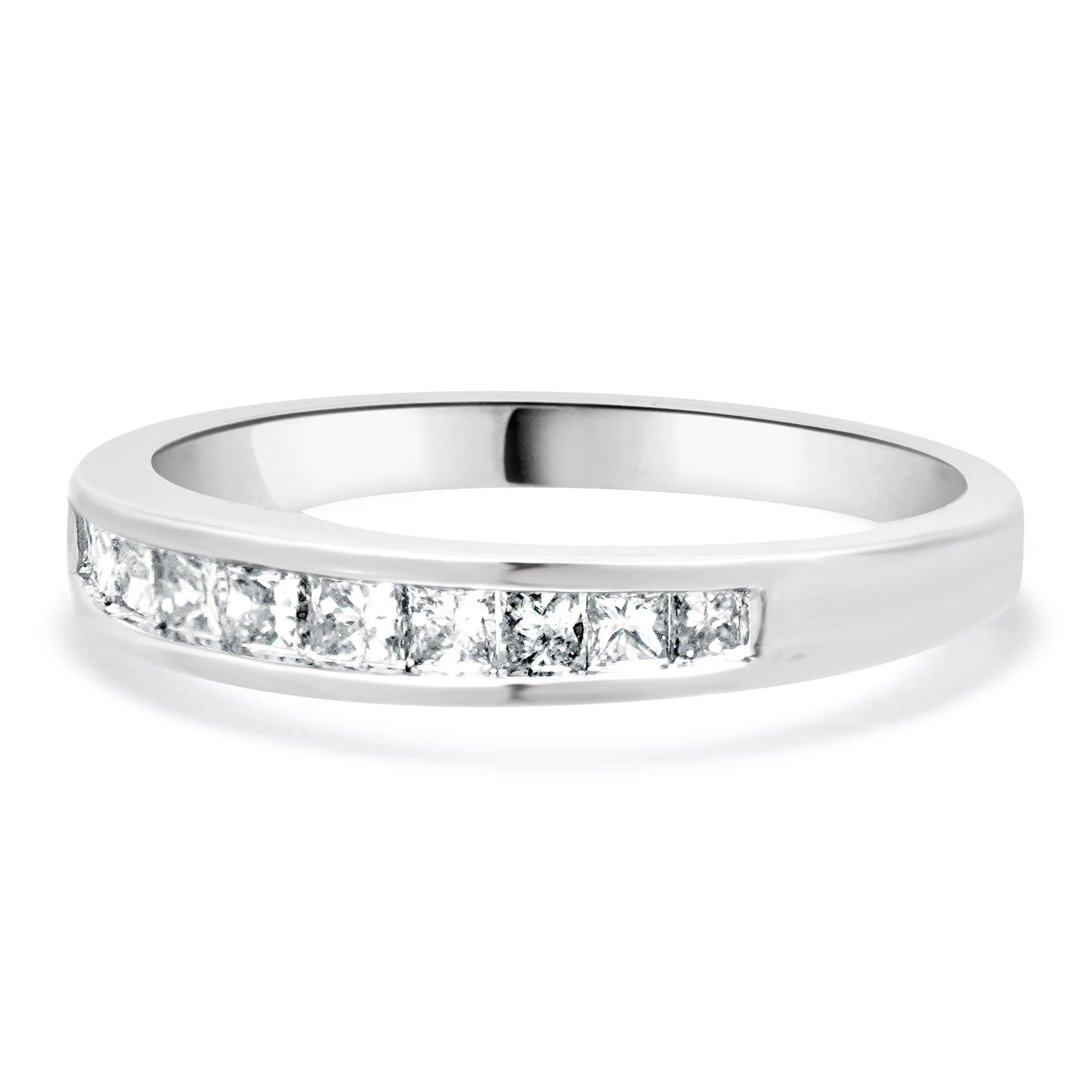 14 Karat White Princess Cut Channel Set Diamond Band - Image 4