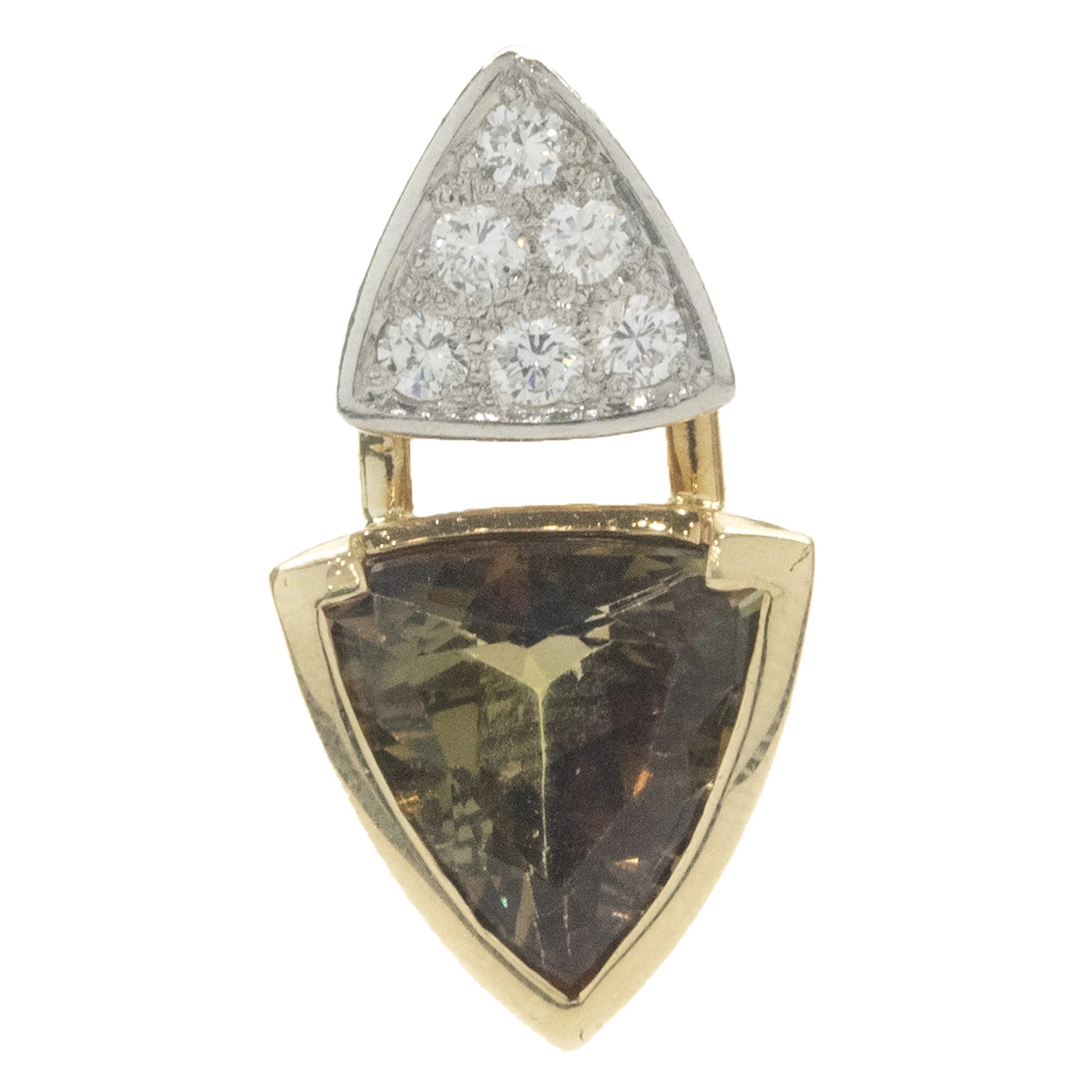 14 Karat Yellow and White Gold Pave Diamond and Andalusite Slide Pendant