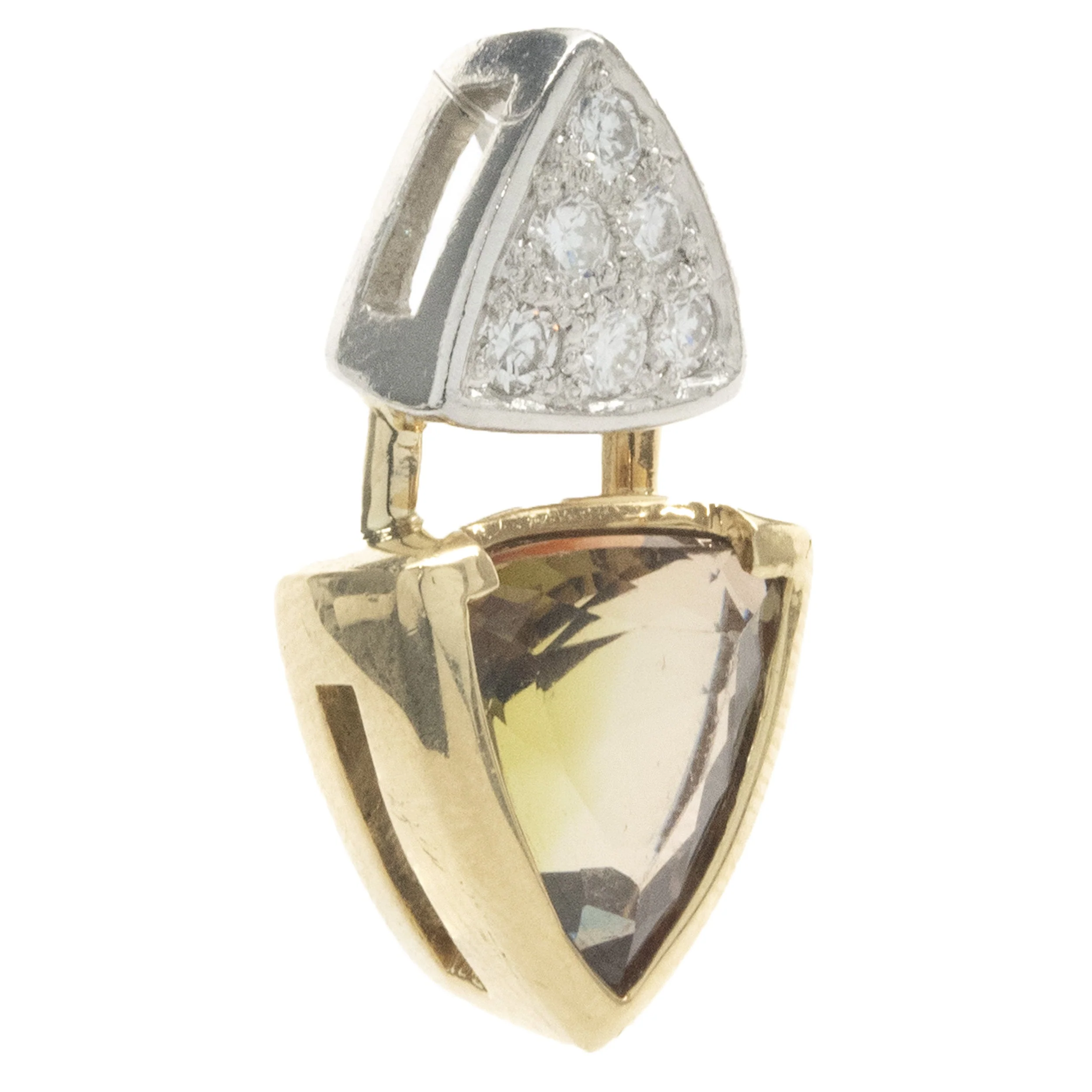 14 Karat Yellow and White Gold Pave Diamond and Andalusite Slide Pendant - Image 2