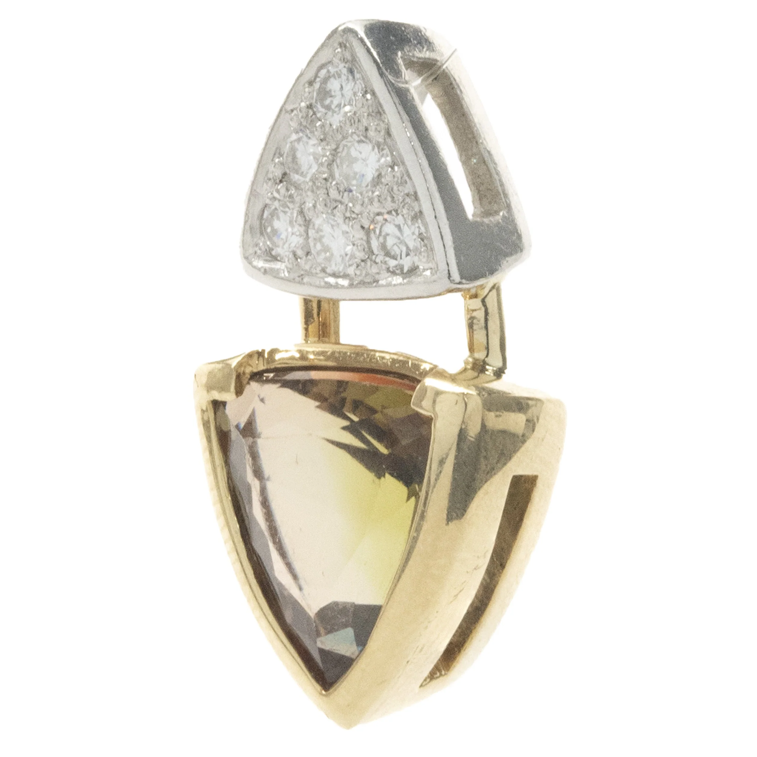14 Karat Yellow and White Gold Pave Diamond and Andalusite Slide Pendant - Image 3