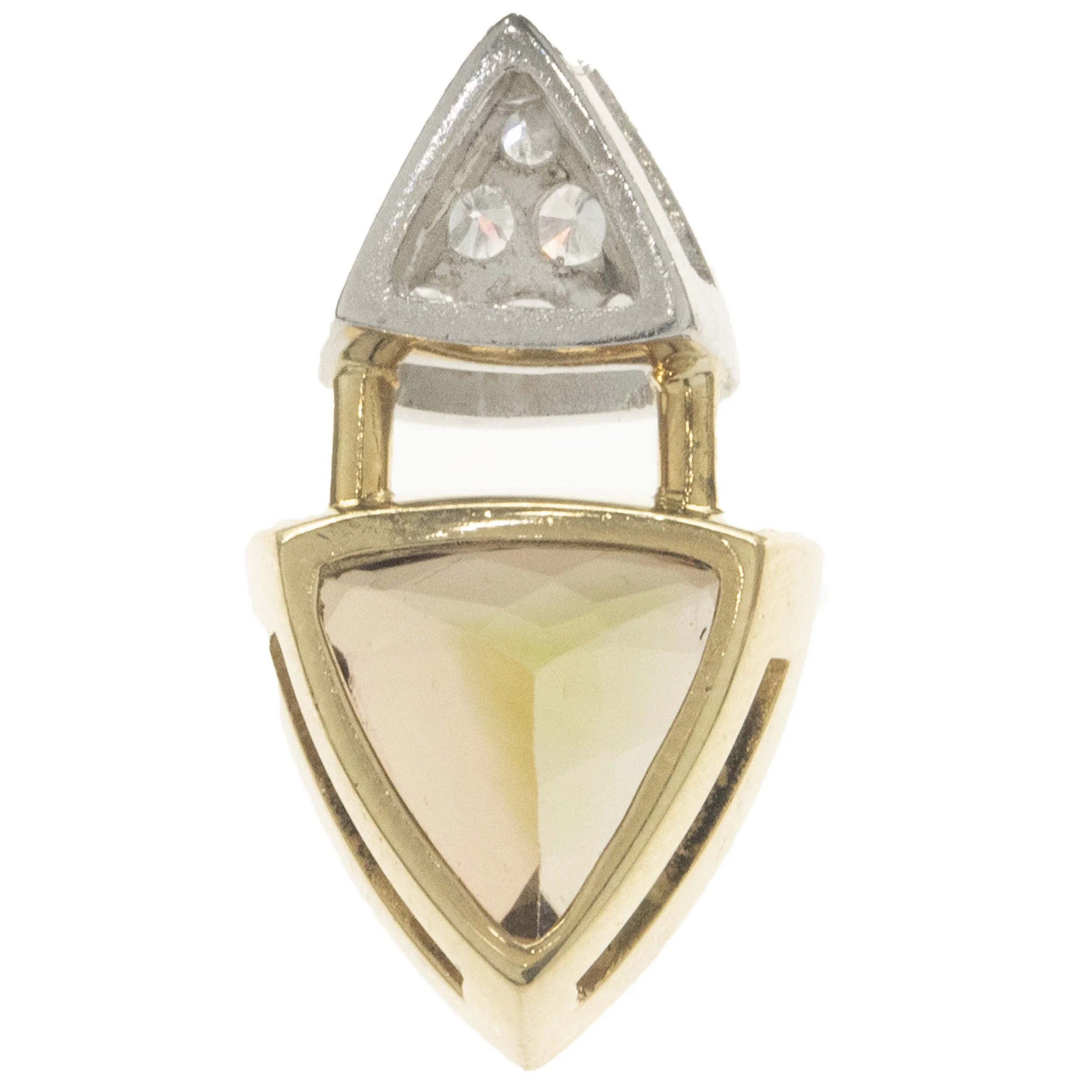 14 Karat Yellow and White Gold Pave Diamond and Andalusite Slide Pendant - Image 4