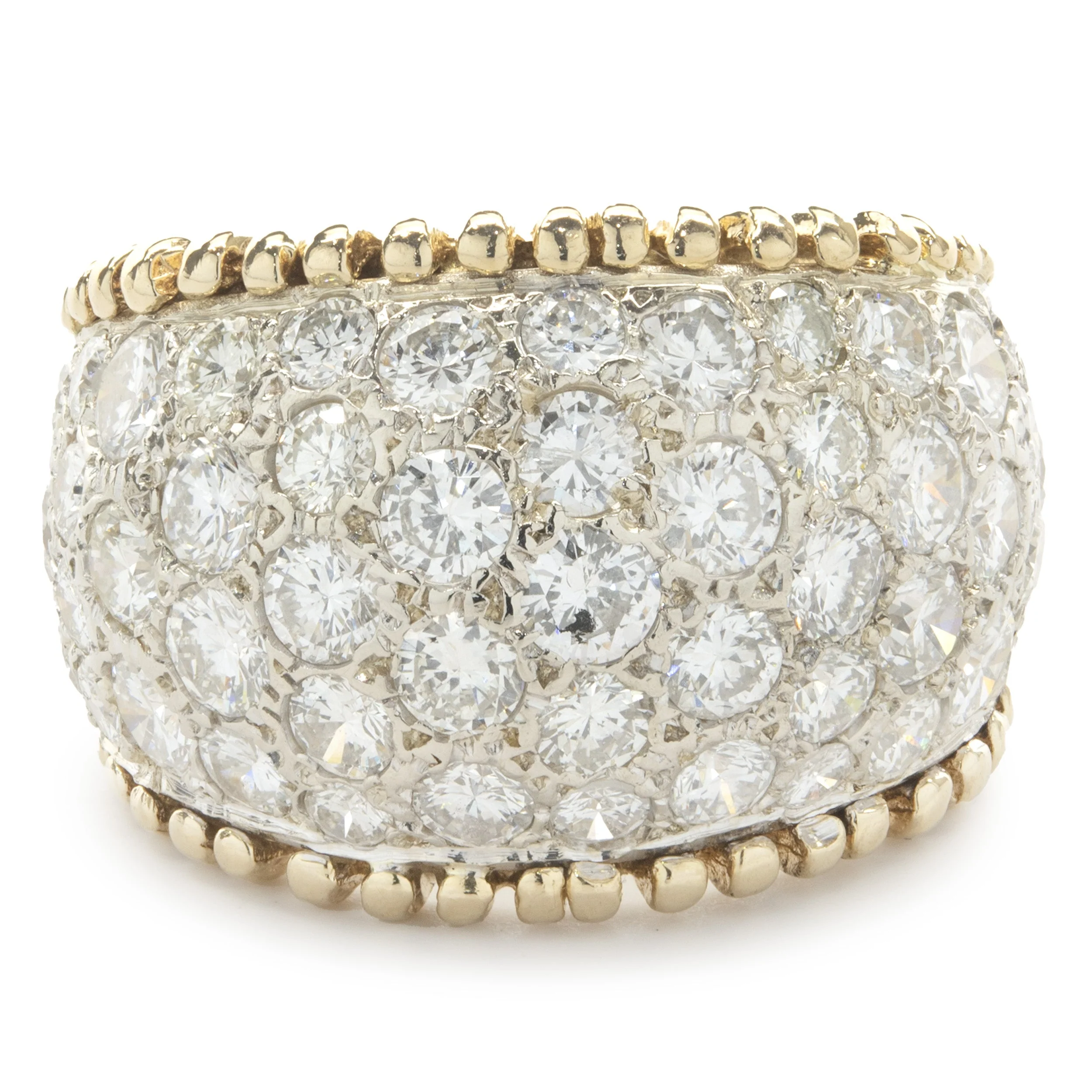 14 Karat Yellow and White Gold Pave Diamond Cigar Band