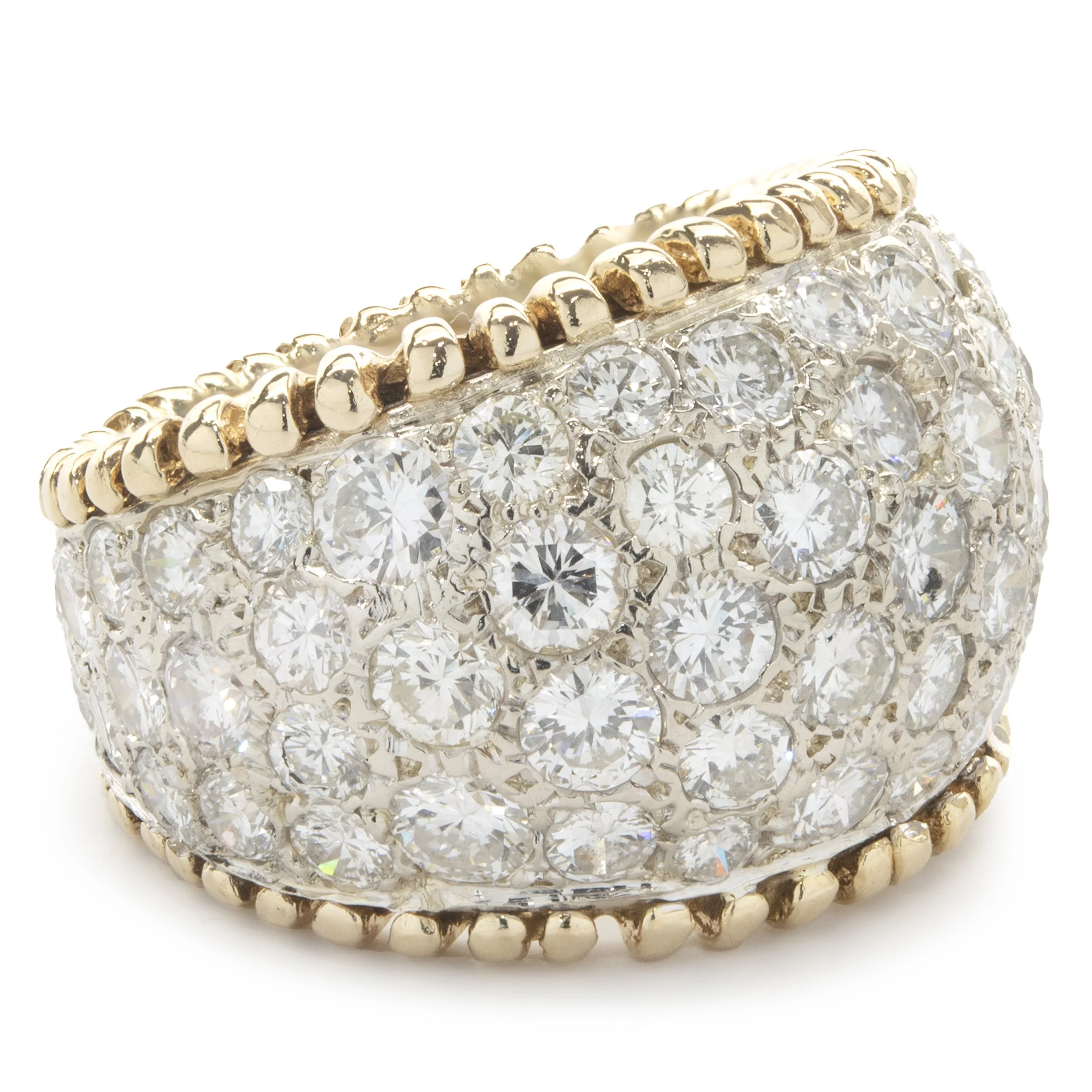 14 Karat Yellow and White Gold Pave Diamond Cigar Band - Image 2