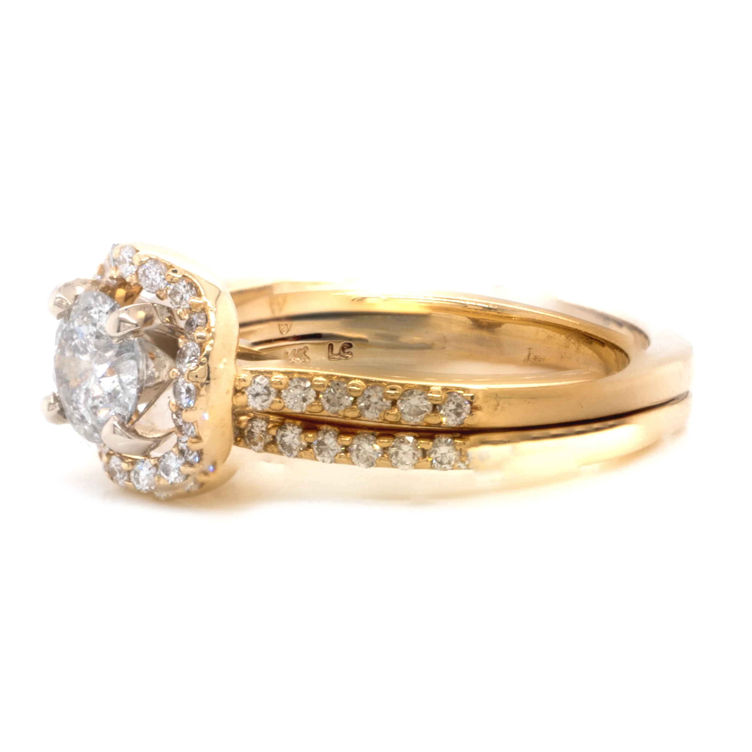14 Karat Yellow Gold 0.50ct Round Brilliant Galaxy Diamond Wedding Set - Image 2
